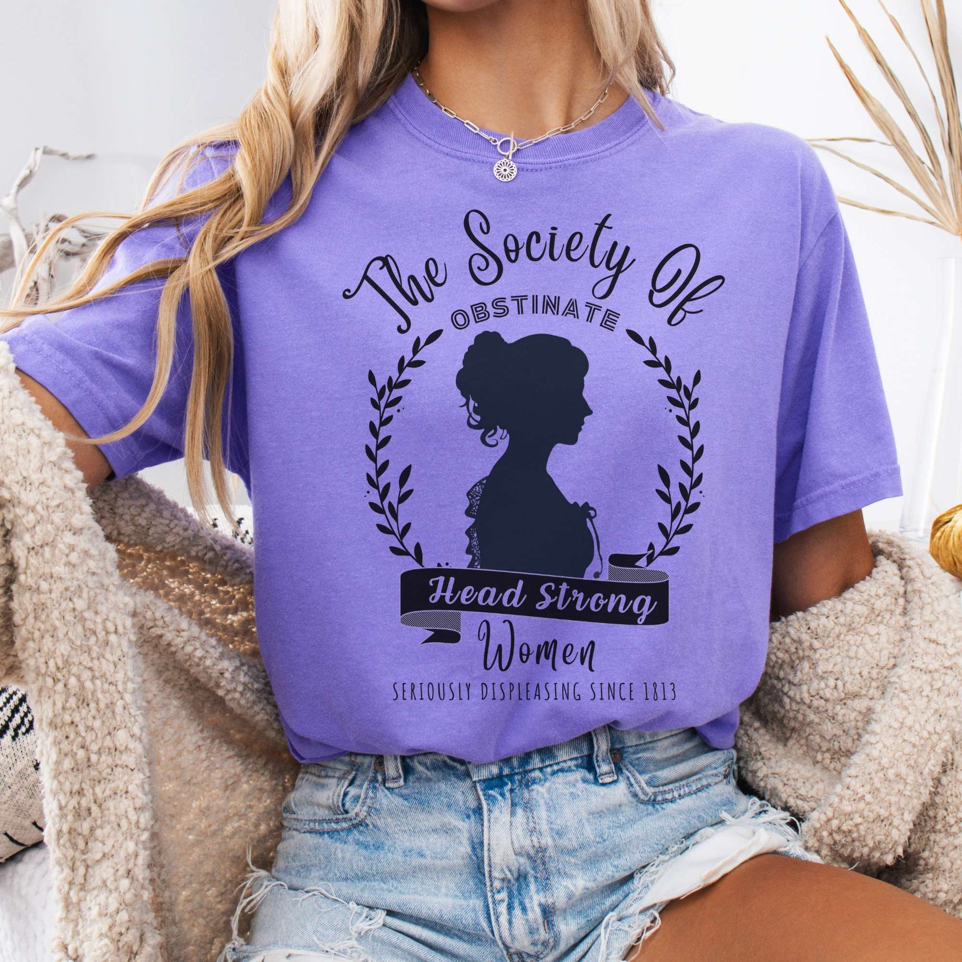T-Shirt Violet / S The Society of Obstinate Head Strong Women Jane Austen Shirt The Mystic Eden
