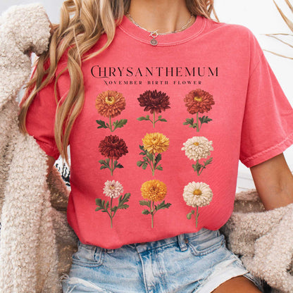 T-Shirt Watermelon / S Chrysanthemum November Birth Month Flower Shirt The Mystic Eden