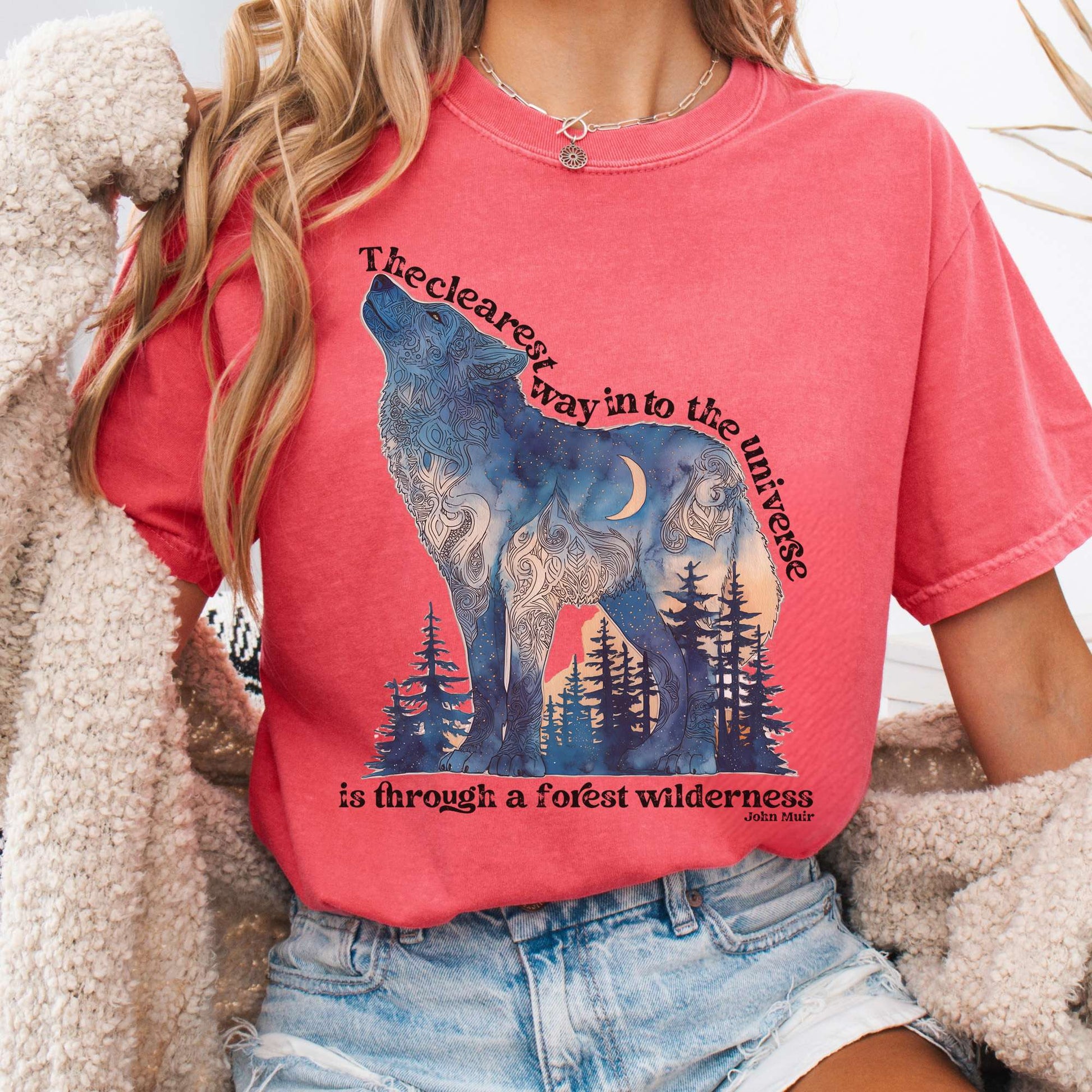 T-Shirt Watermelon / S Forest Wilderness Wolf T-Shirt – Nature Quote Tee The Mystic Eden