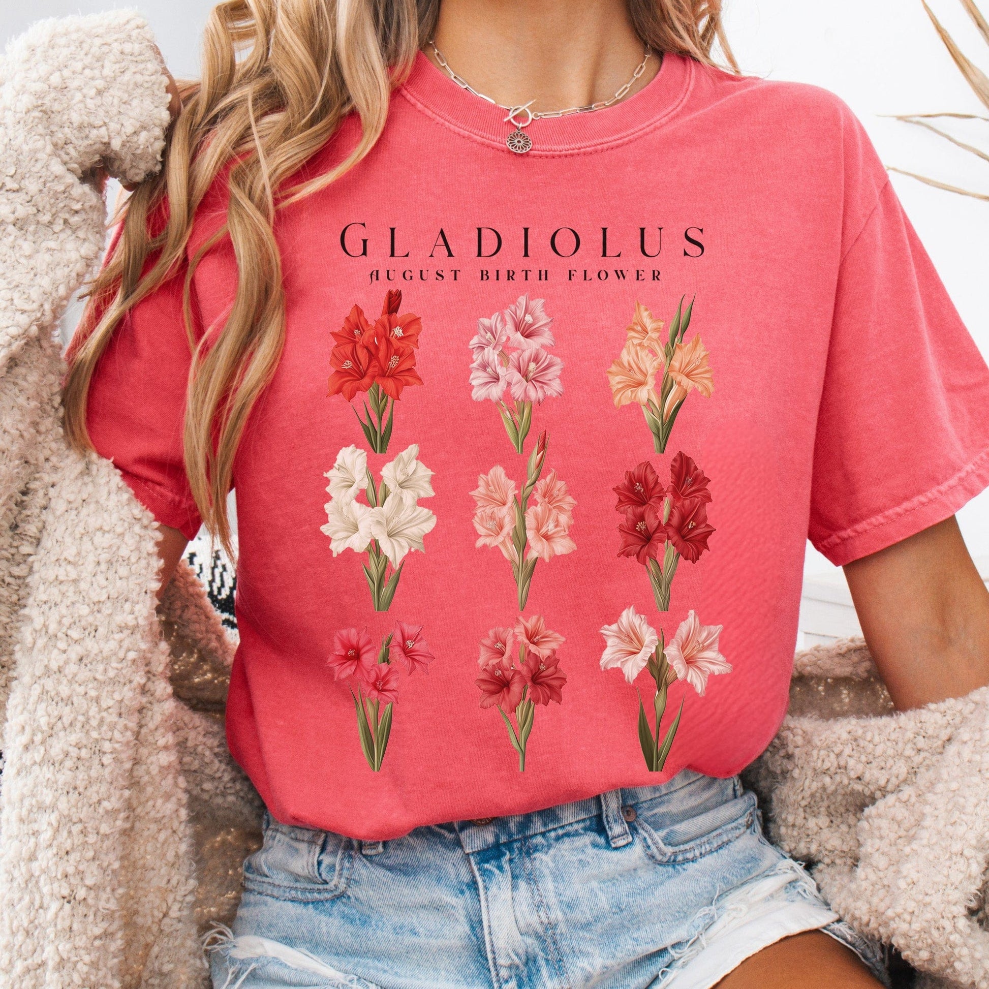 T-Shirt Watermelon / S Gladiolus August Birth Month Flower Shirt The Mystic Eden