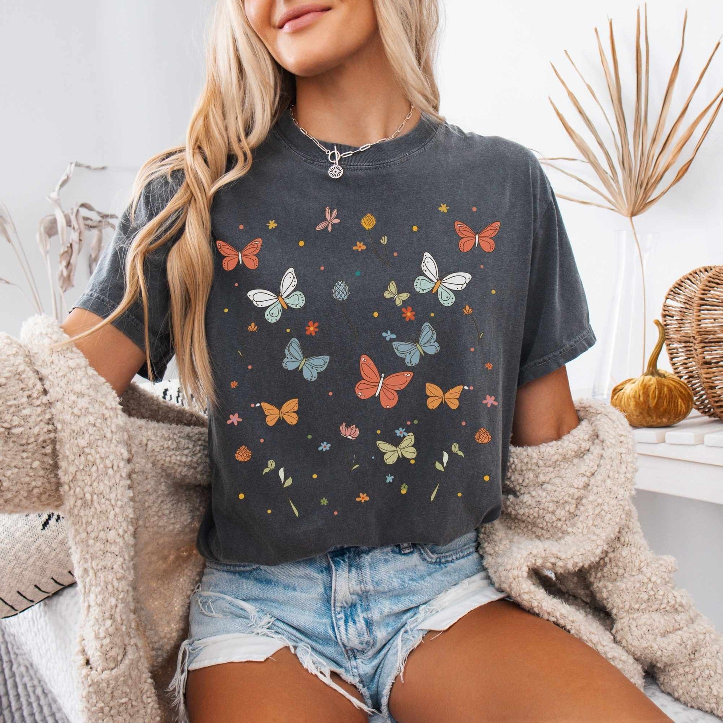 T-Shirt Whimsical Bright Butterflies Cottagecore Shirt The Mystic Eden