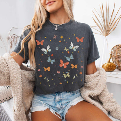 T-Shirt Whimsical Bright Butterflies Cottagecore Shirt The Mystic Eden