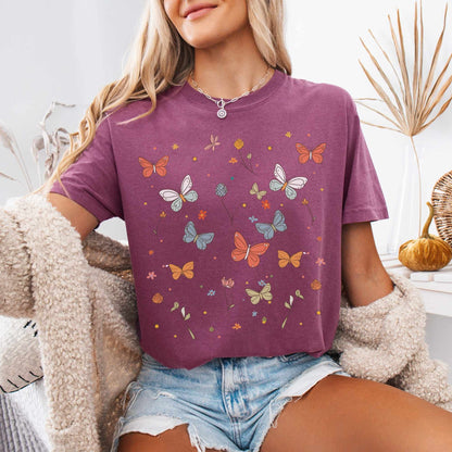 T-Shirt Whimsical Bright Butterflies Cottagecore Shirt The Mystic Eden