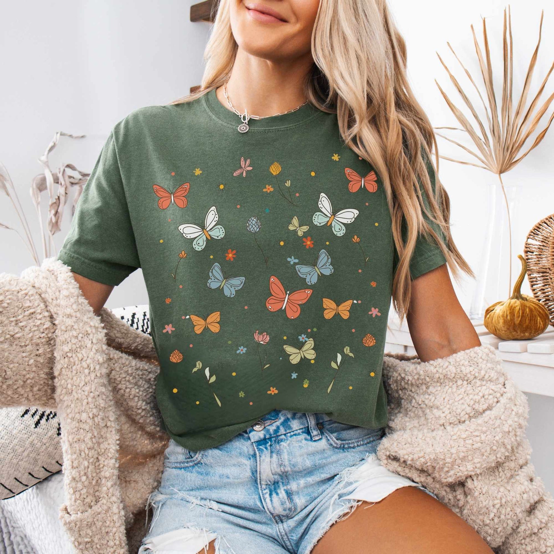 T-Shirt Whimsical Bright Butterflies Cottagecore Shirt The Mystic Eden