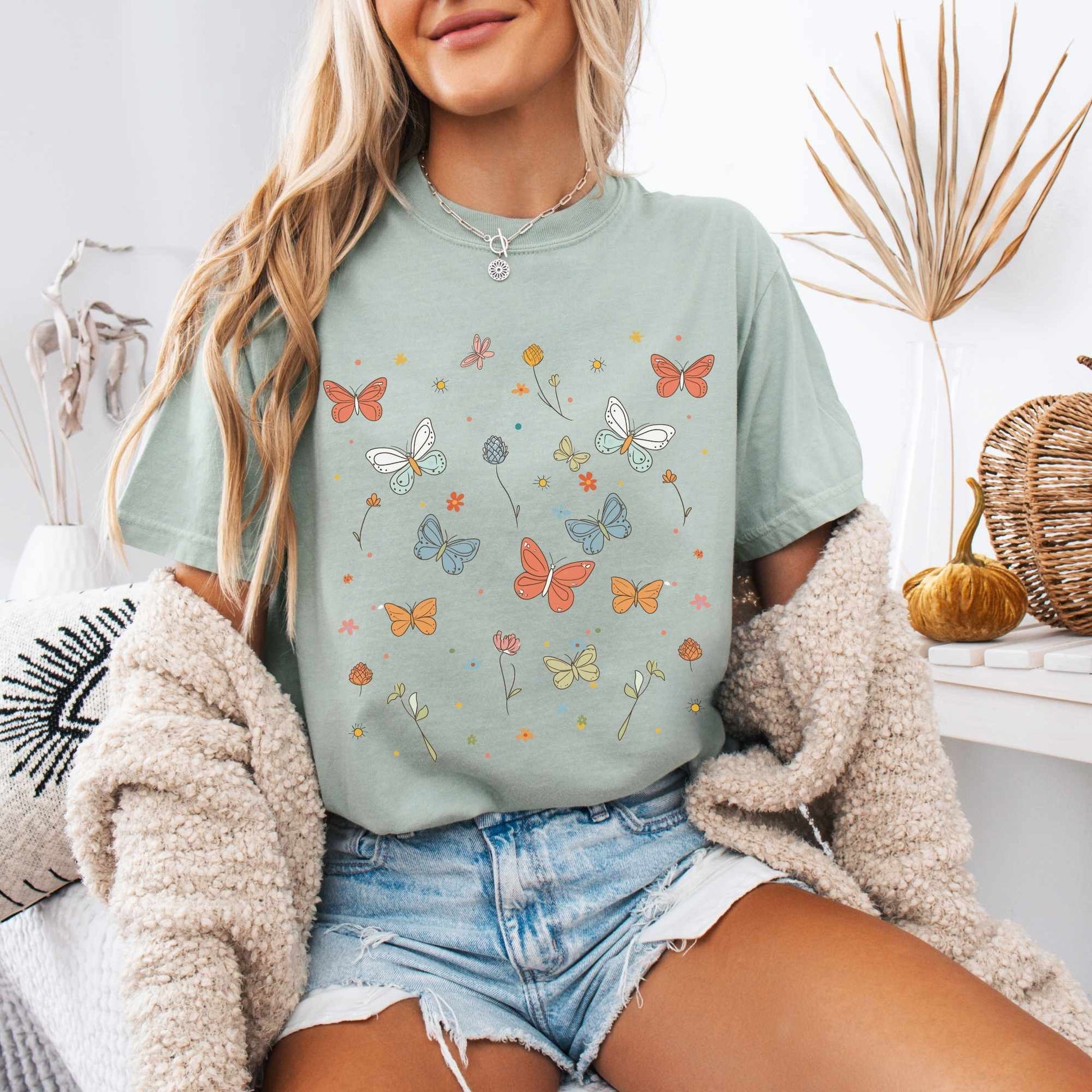 T-Shirt Whimsical Bright Butterflies Cottagecore Shirt The Mystic Eden