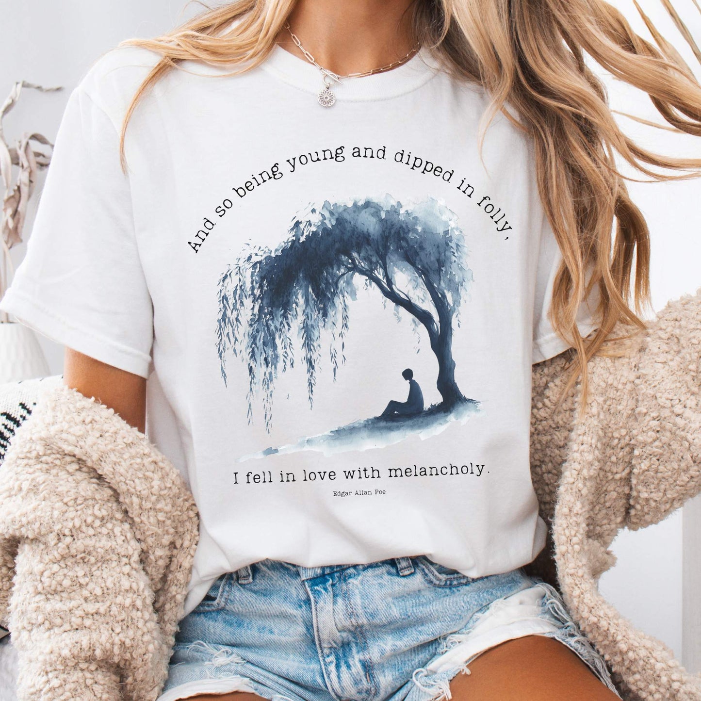 T-Shirt White / S And So Being Young Edgar Allan Poe Shirt The Mystic Eden