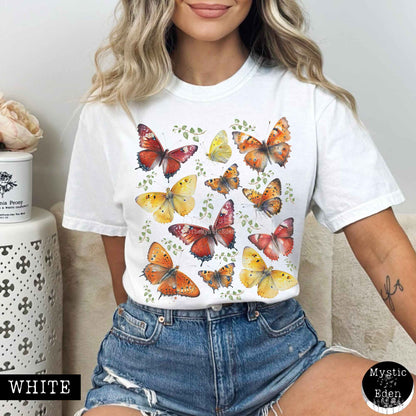 T-Shirt White / S Bright Butterflies Cottagecore T-shirt The Mystic Eden