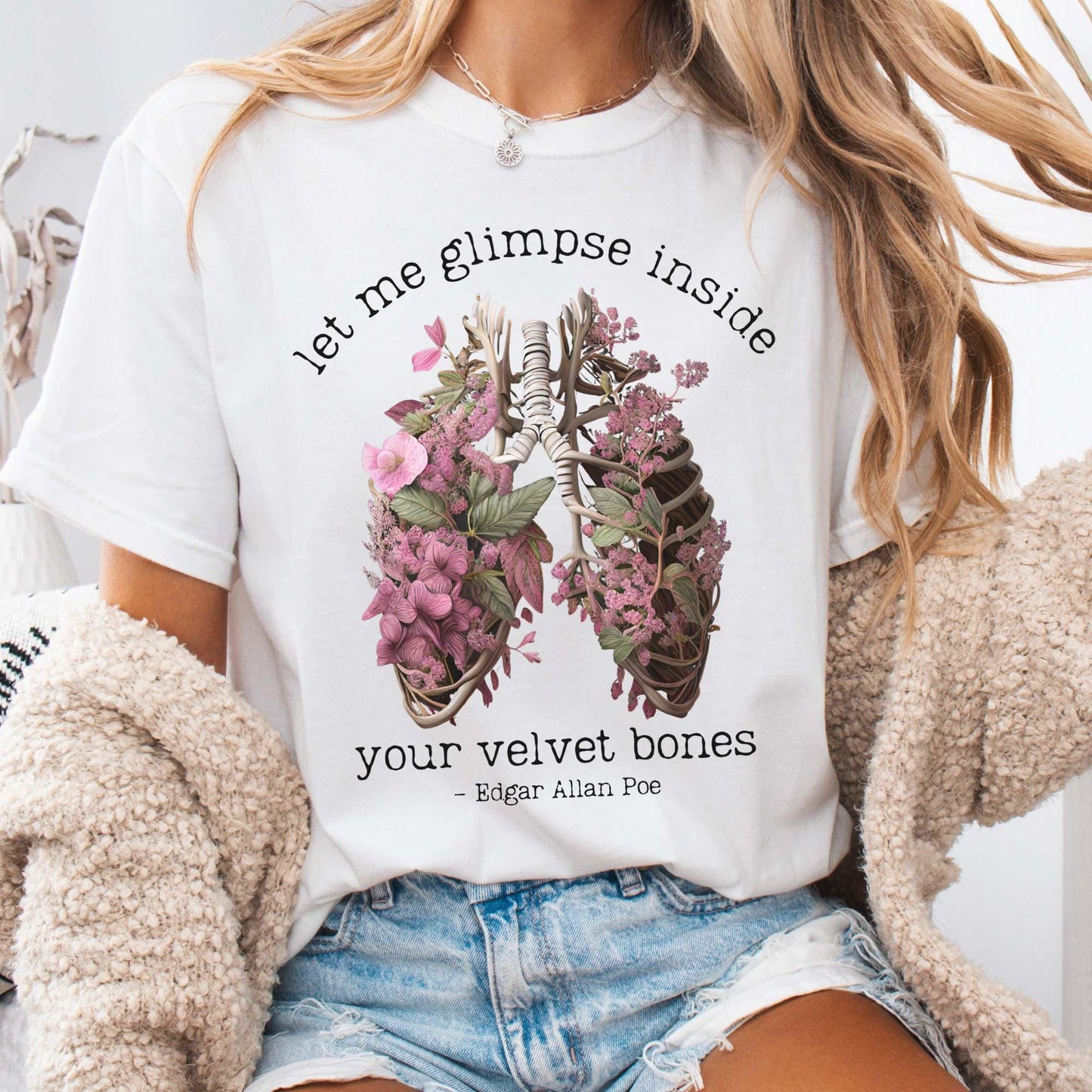 T-Shirt White / S Poe shirt let me glimpse inside your velvet bones shirt The Mystic Eden