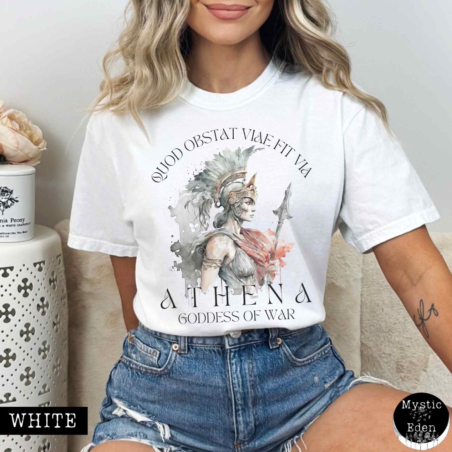 T-Shirt White / S Vintage Athena Greek Mythology Shirt The Mystic Eden