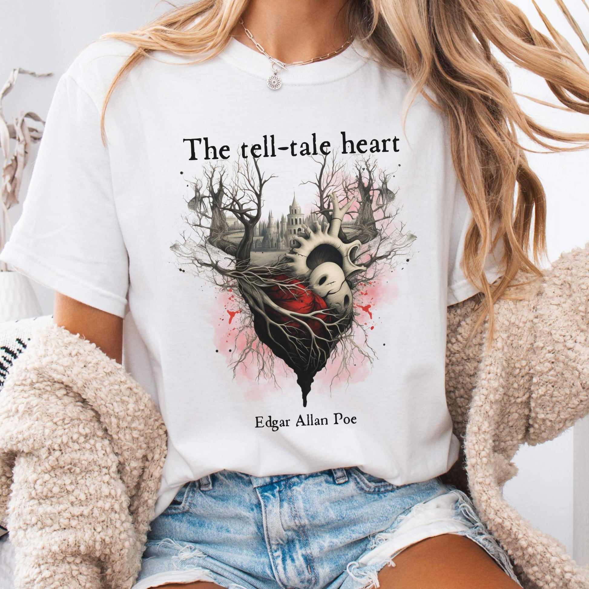 T-Shirt White / S Vintage Edgar Allan Poe Shirt - The Tell Tale Heart The Mystic Eden