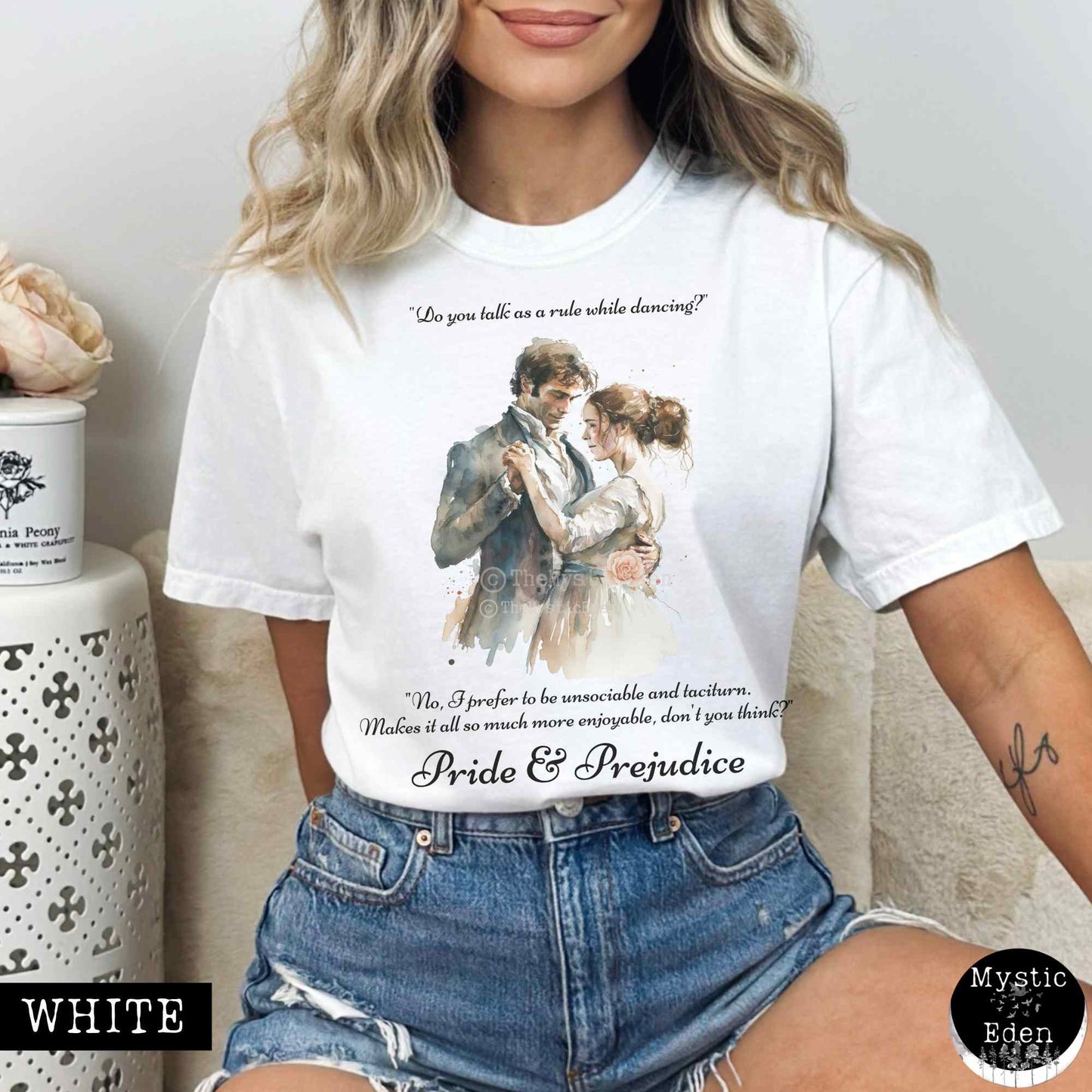 T-Shirt White / S Vintage Pride & Prejudice T-shirt The Mystic Eden