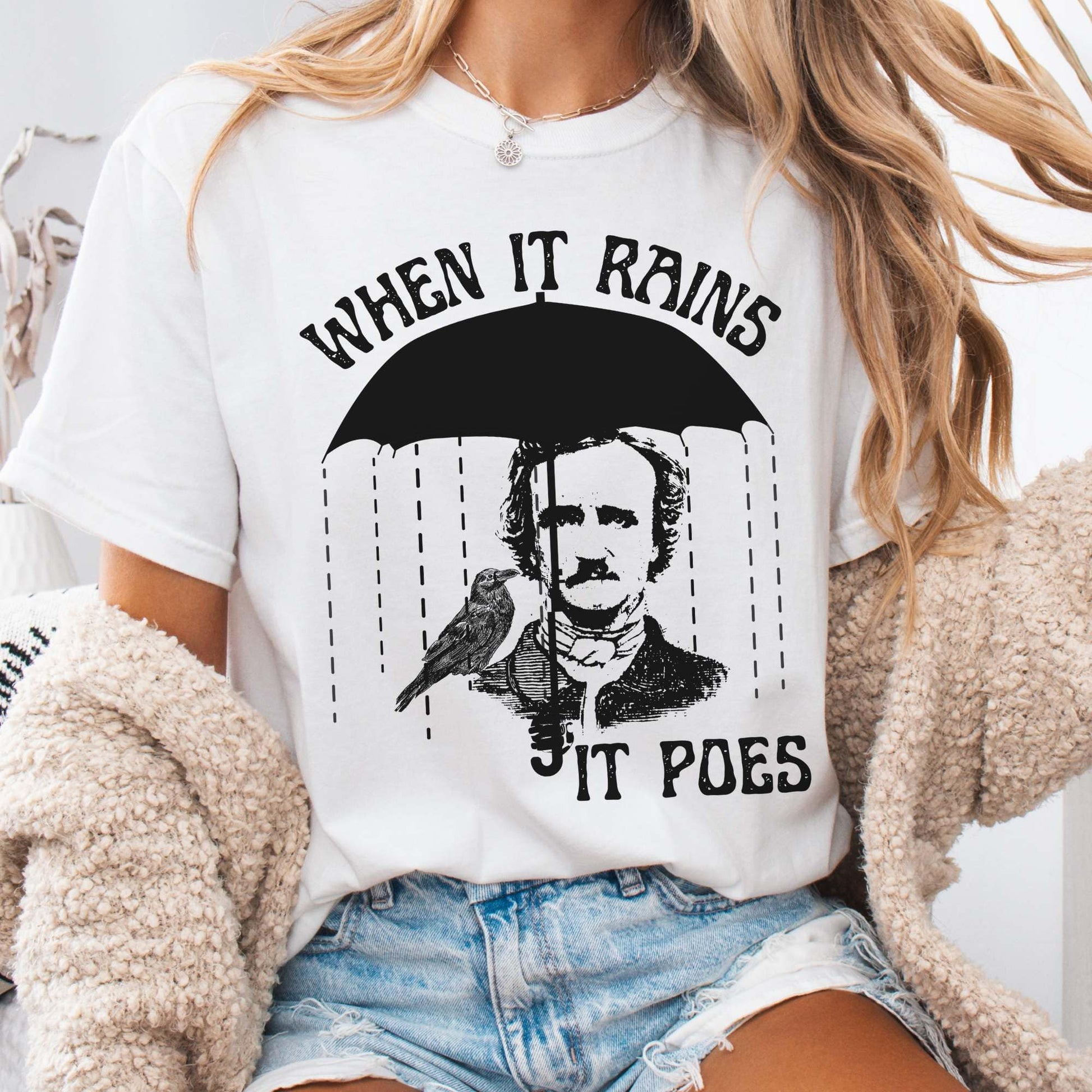 T-Shirt White / S When It Rains It Poes Tee The Mystic Eden