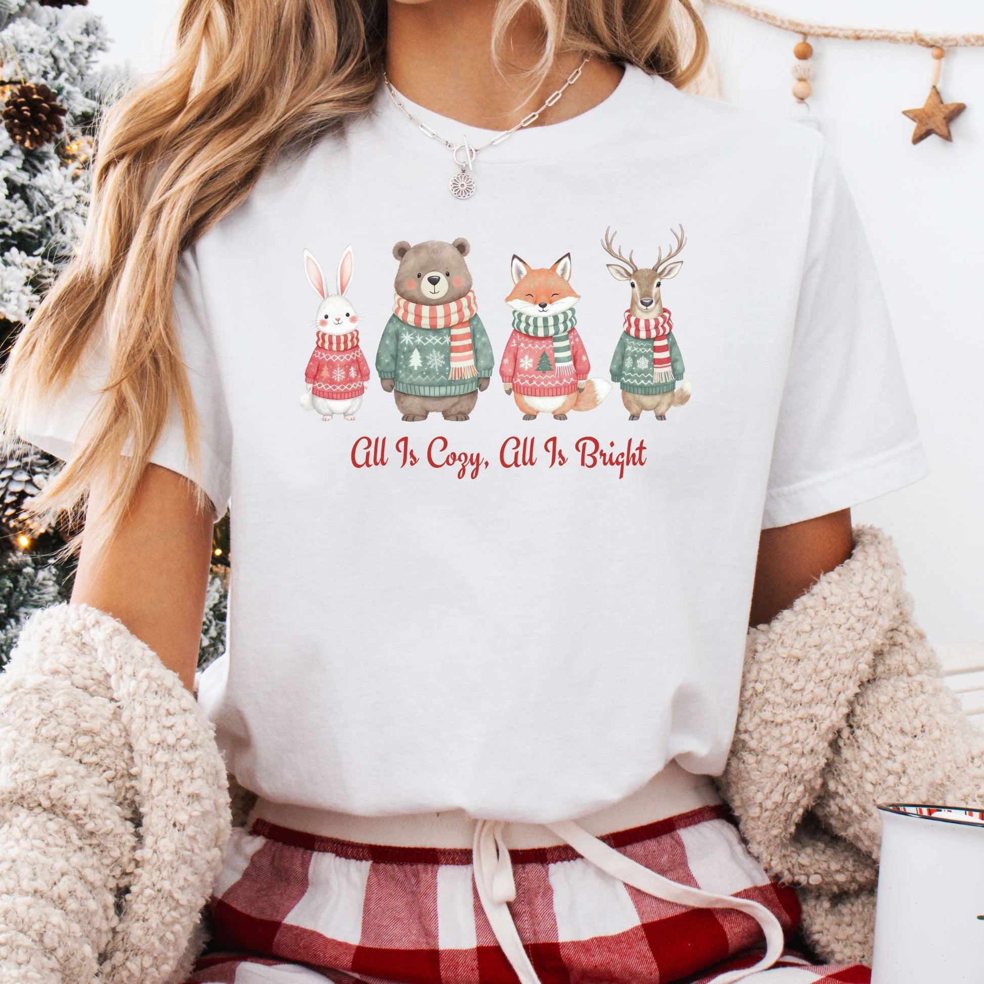T-Shirt White / XS All Is Cozy, All Is Bright — Woodland Christmas Tee The Mystic Eden