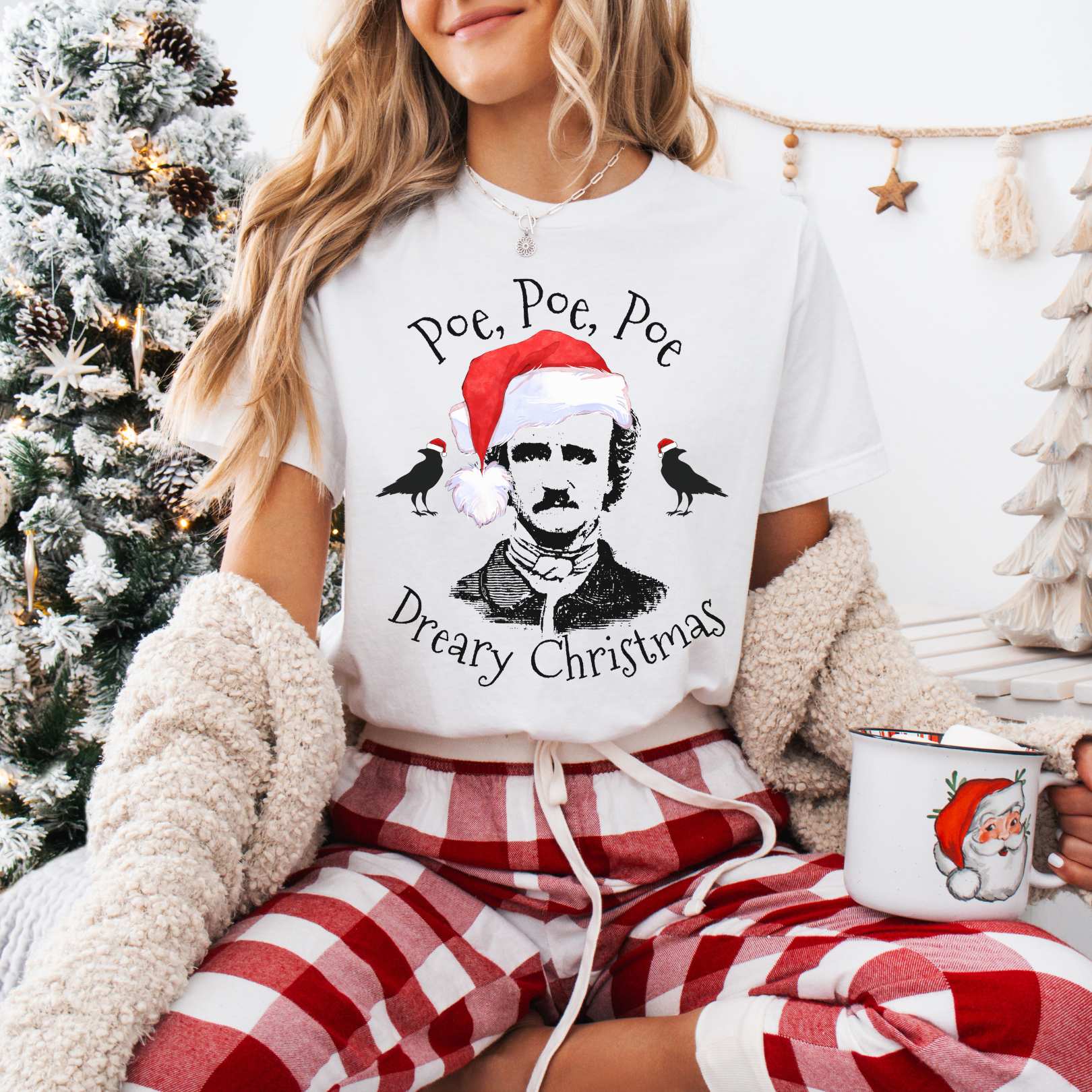 T-Shirt White / XS Poe, Poe, Poe - Dreary Christmas Tee The Mystic Eden