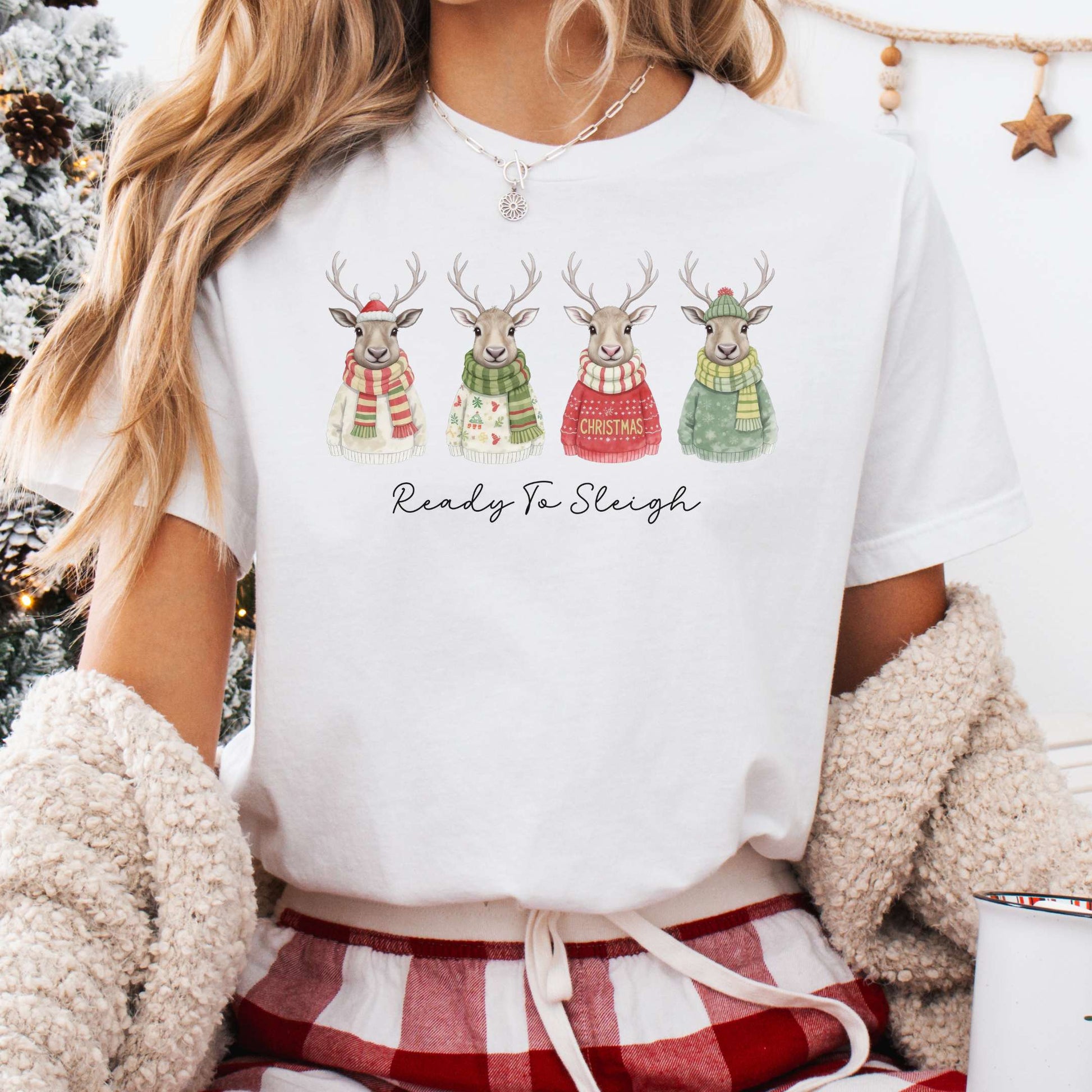 T-Shirt White / XS Ready to Sleigh — Festive Reindeer Christmas Tee The Mystic Eden