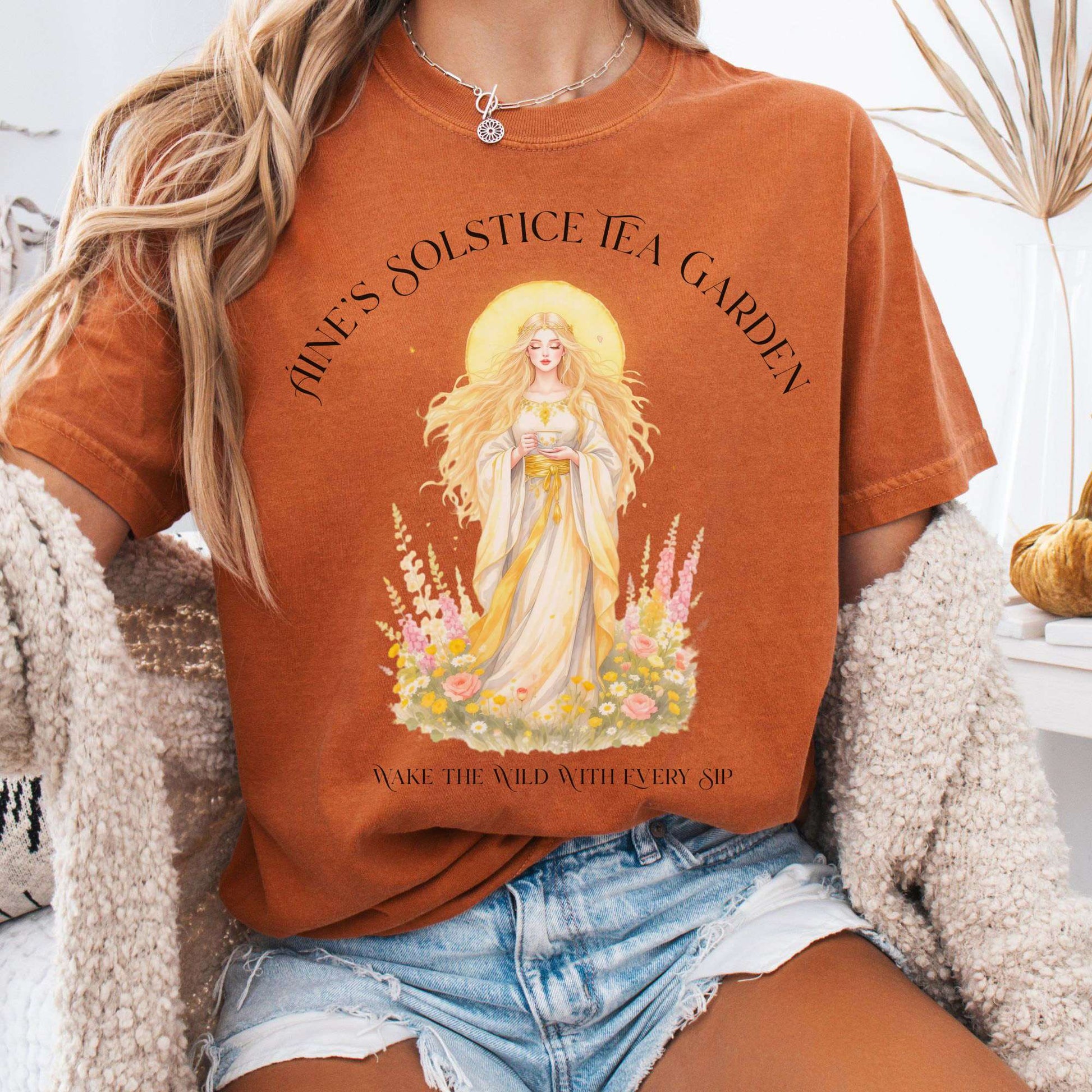 T-Shirt Yam / S Áine’s Solstice Tea Garden Celtic Goddess Tee The Mystic Eden