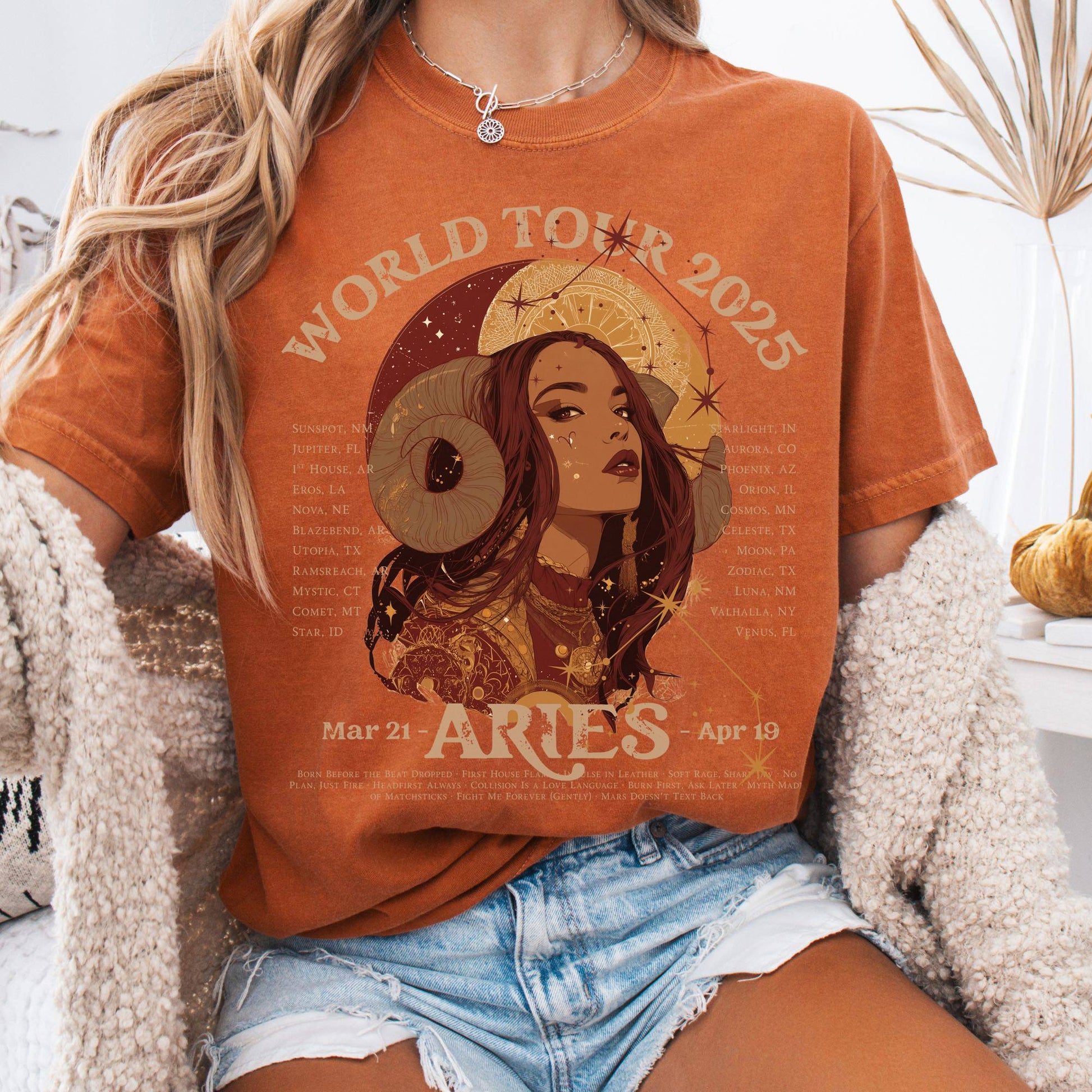 T-Shirt Yam / S Aries Concert T-Shirt - Zodiac World Tour 2025 Shirt The Mystic Eden