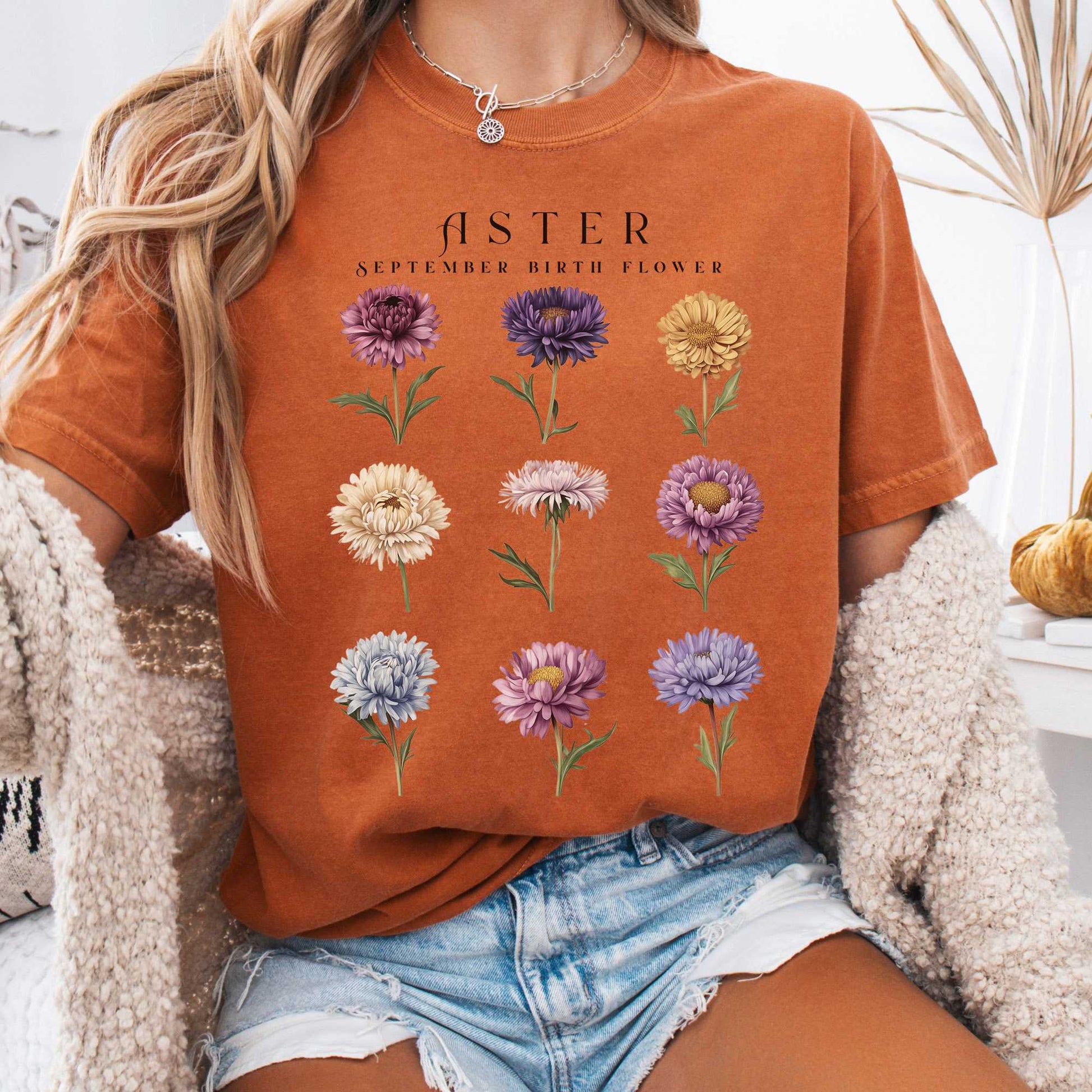 T-Shirt Yam / S Aster September Birth Month Flower Shirt The Mystic Eden