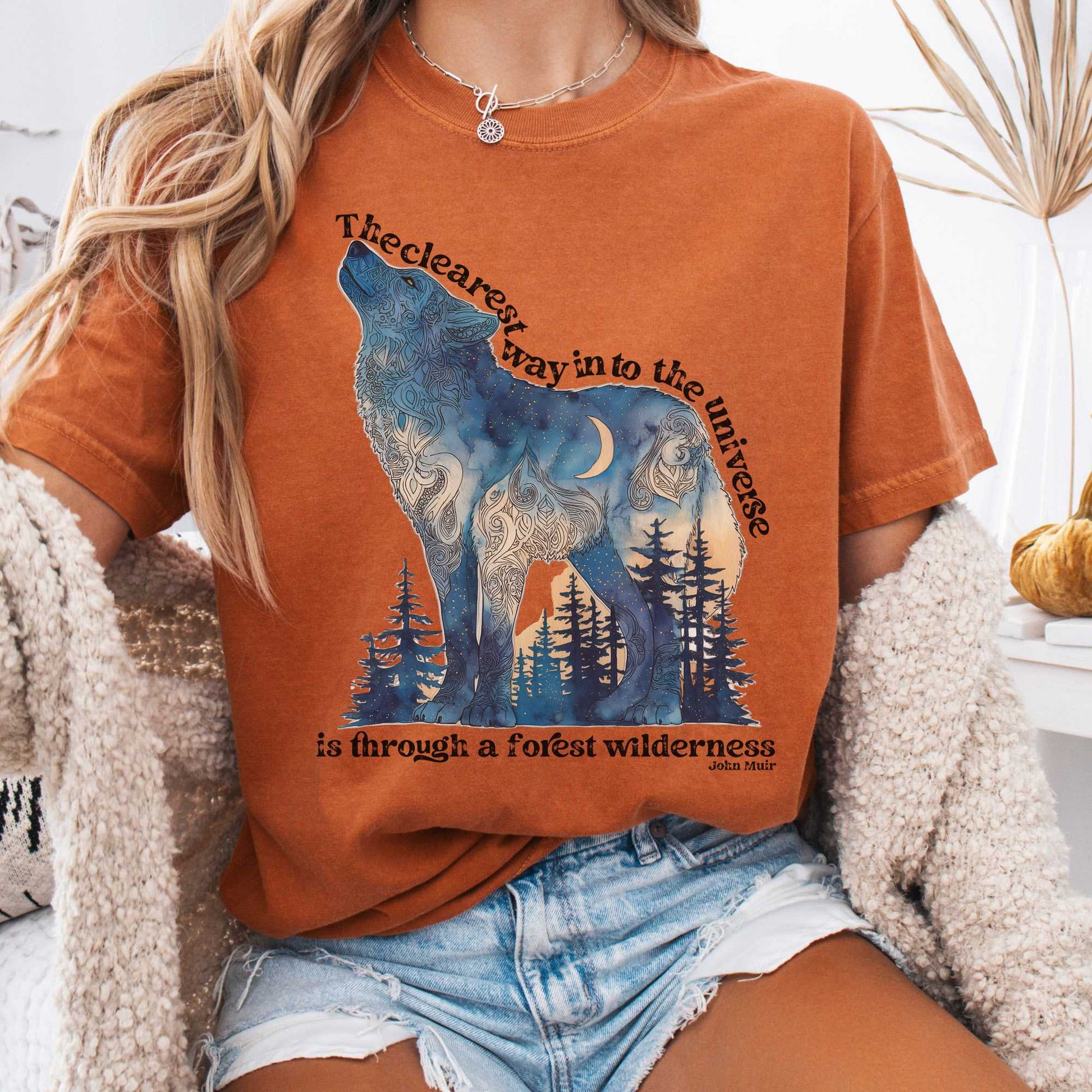 T-Shirt Yam / S Forest Wilderness Wolf T-Shirt – Nature Quote Tee The Mystic Eden