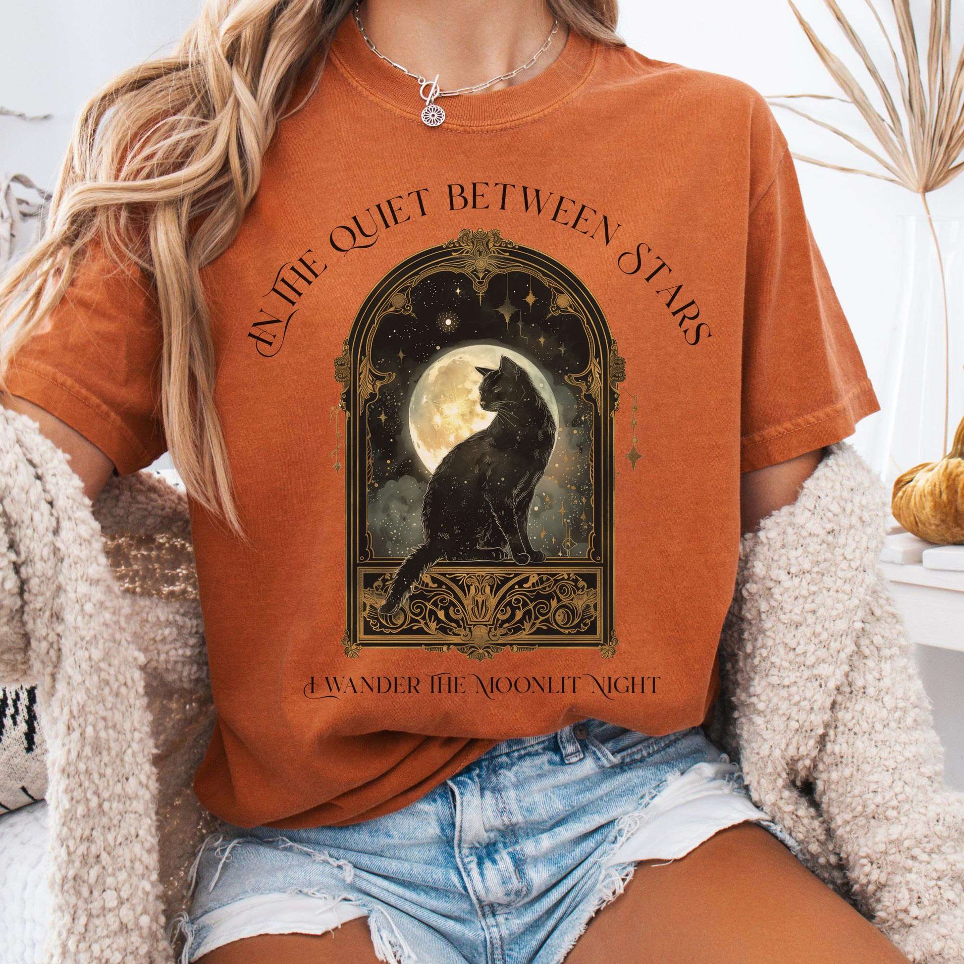 T-Shirt Yam / S In the Quiet Between Stars Moonlit Cat Tee The Mystic Eden