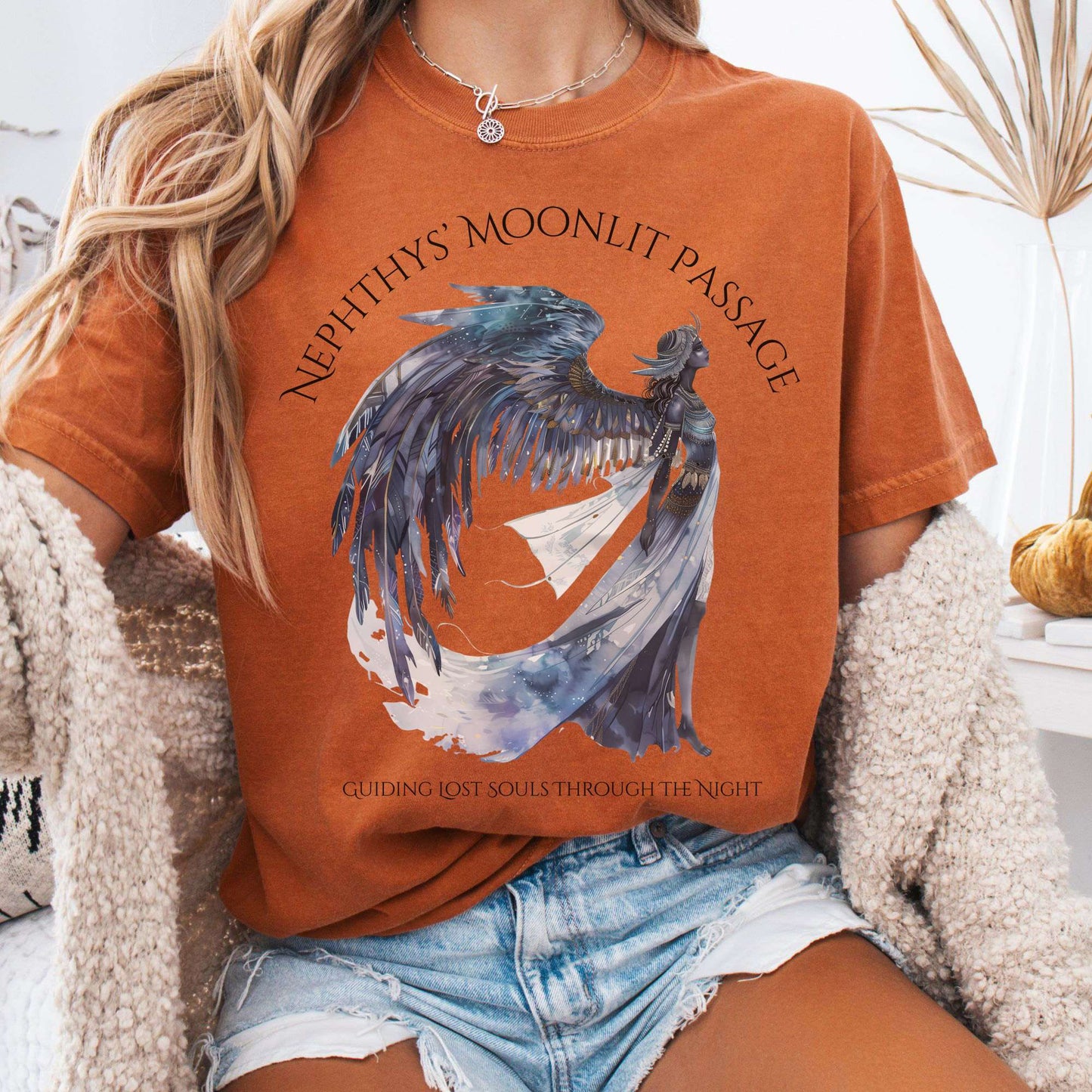 T-Shirt Yam / S Nephthys' Moonlit Passage Egyptian Mythology Tee The Mystic Eden