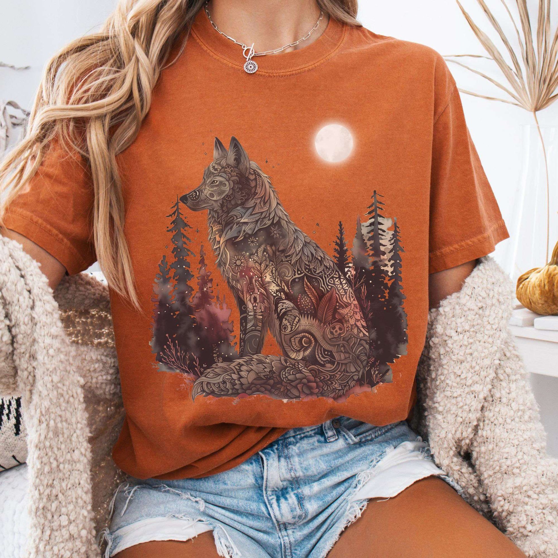 T-Shirt Yam / S Nightfall Wolf T-Shirt – Mystical Forestcore Tee The Mystic Eden