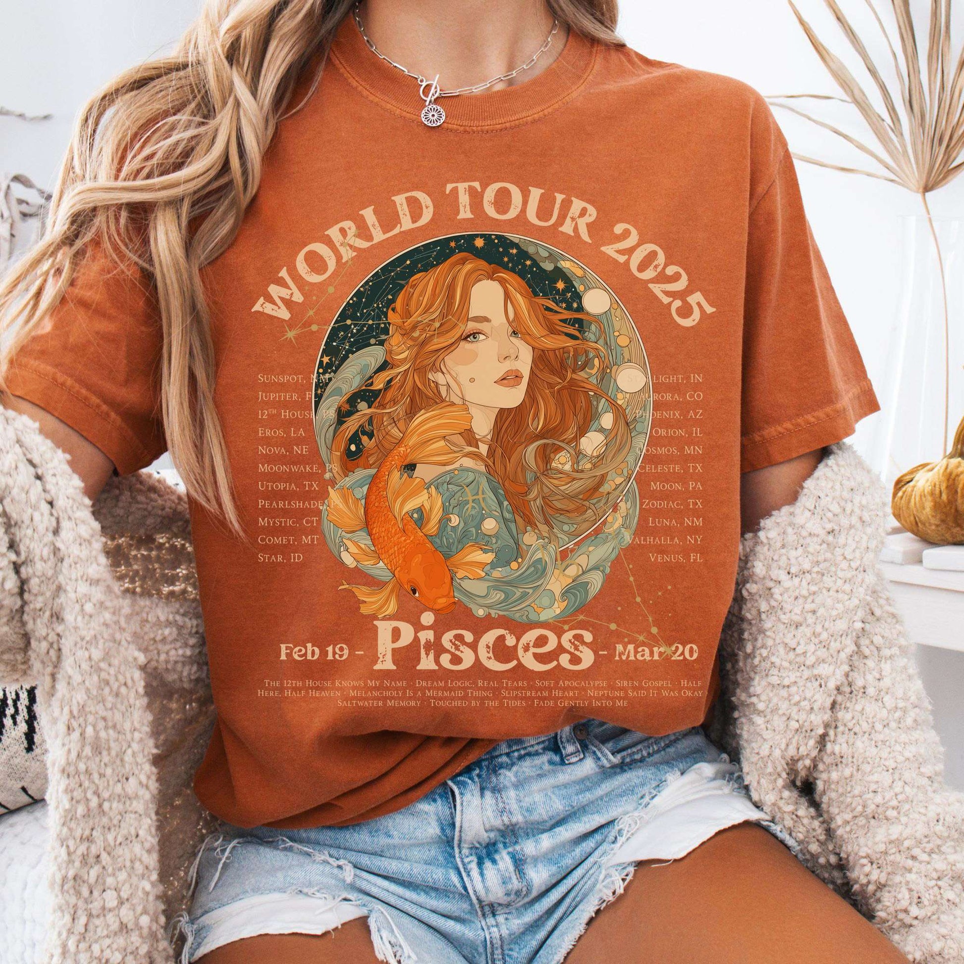 T-Shirt Yam / S Pisces Concert T-Shirt - Zodiac World Tour 2025 Shirt The Mystic Eden