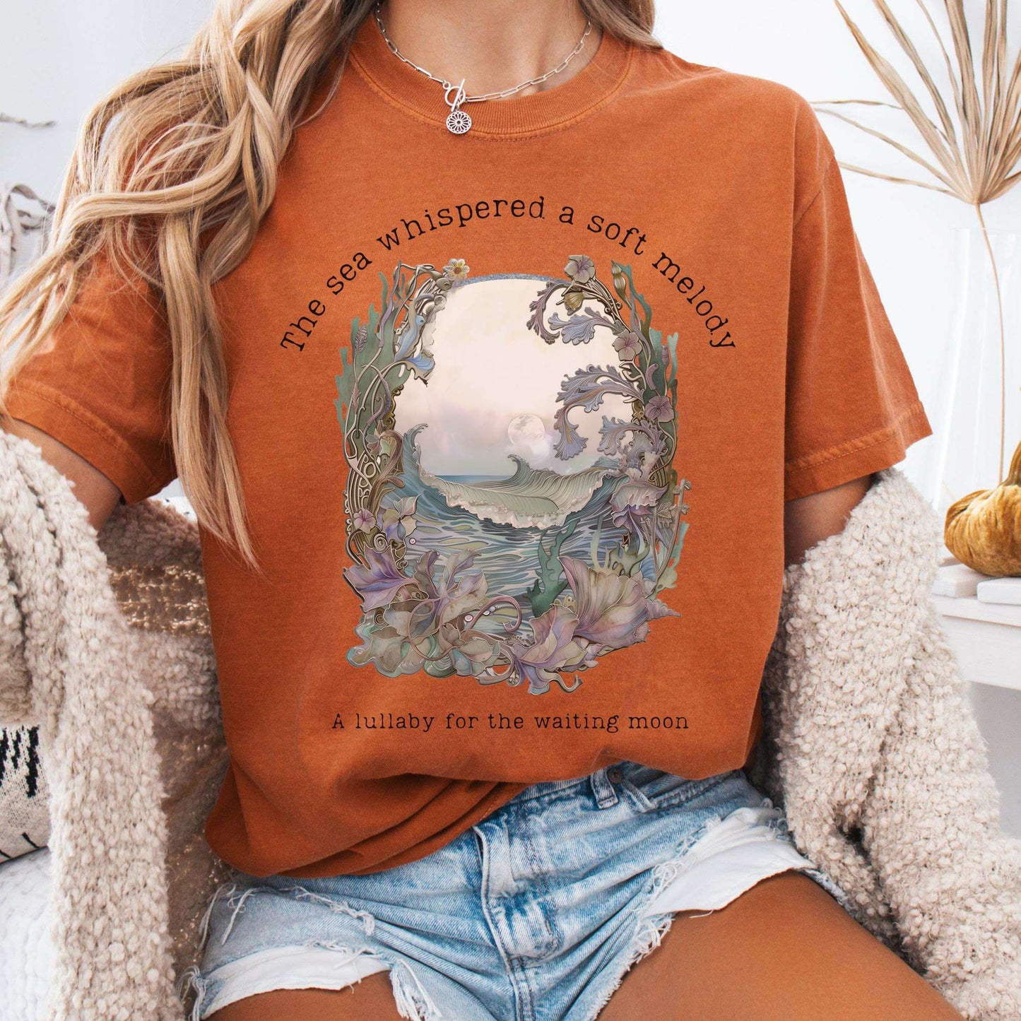 T-Shirt Yam / S Sea Lullaby for the Waiting Moon Poetry Tee The Mystic Eden