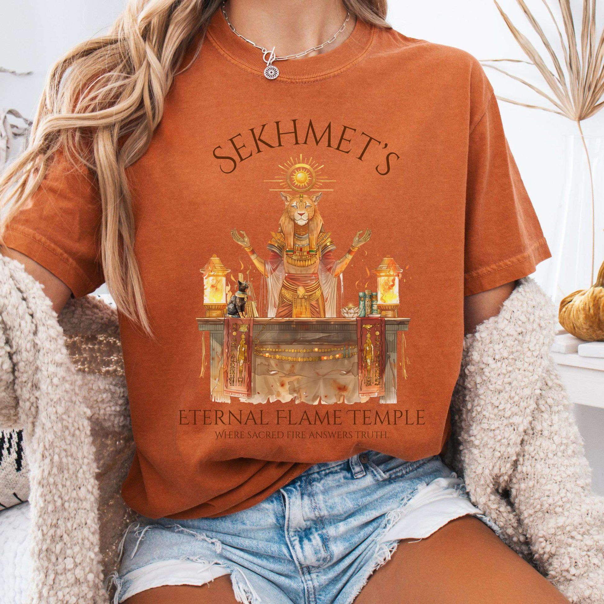 T-Shirt Yam / S Sekhmet's Eternal Flame Temple Egyptian Mythology Tee The Mystic Eden