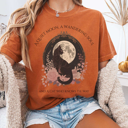 T-Shirt Yam / S The Cat Who Knows The Way Poetry Tee The Mystic Eden