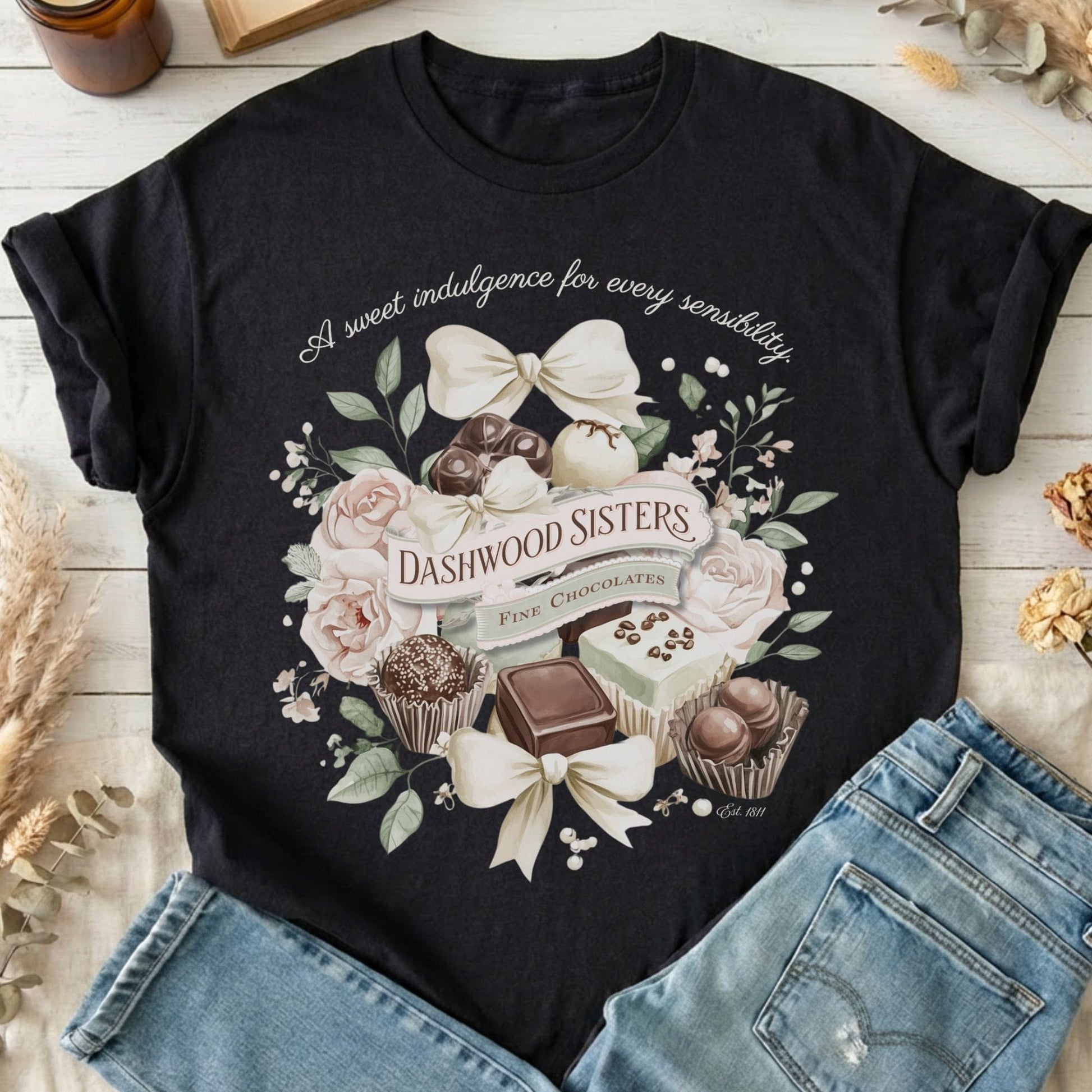 T-Shirts Black / S Dashwood Sisters Fine Chocolates Sense & Sensibility T-Shirt The Mystic Eden