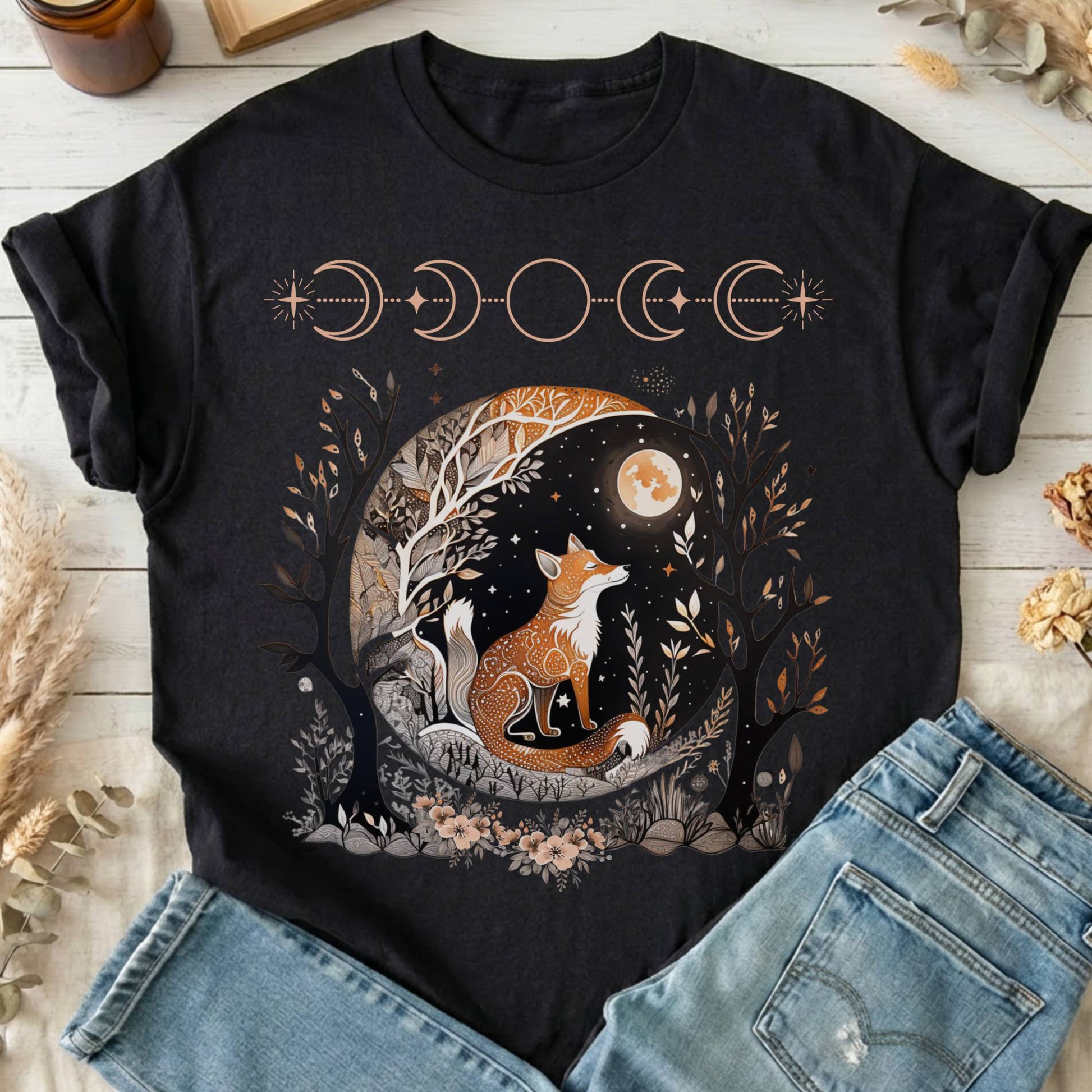 T-Shirts Black / S Fox Whimsigoth T-Shirt The Mystic Eden