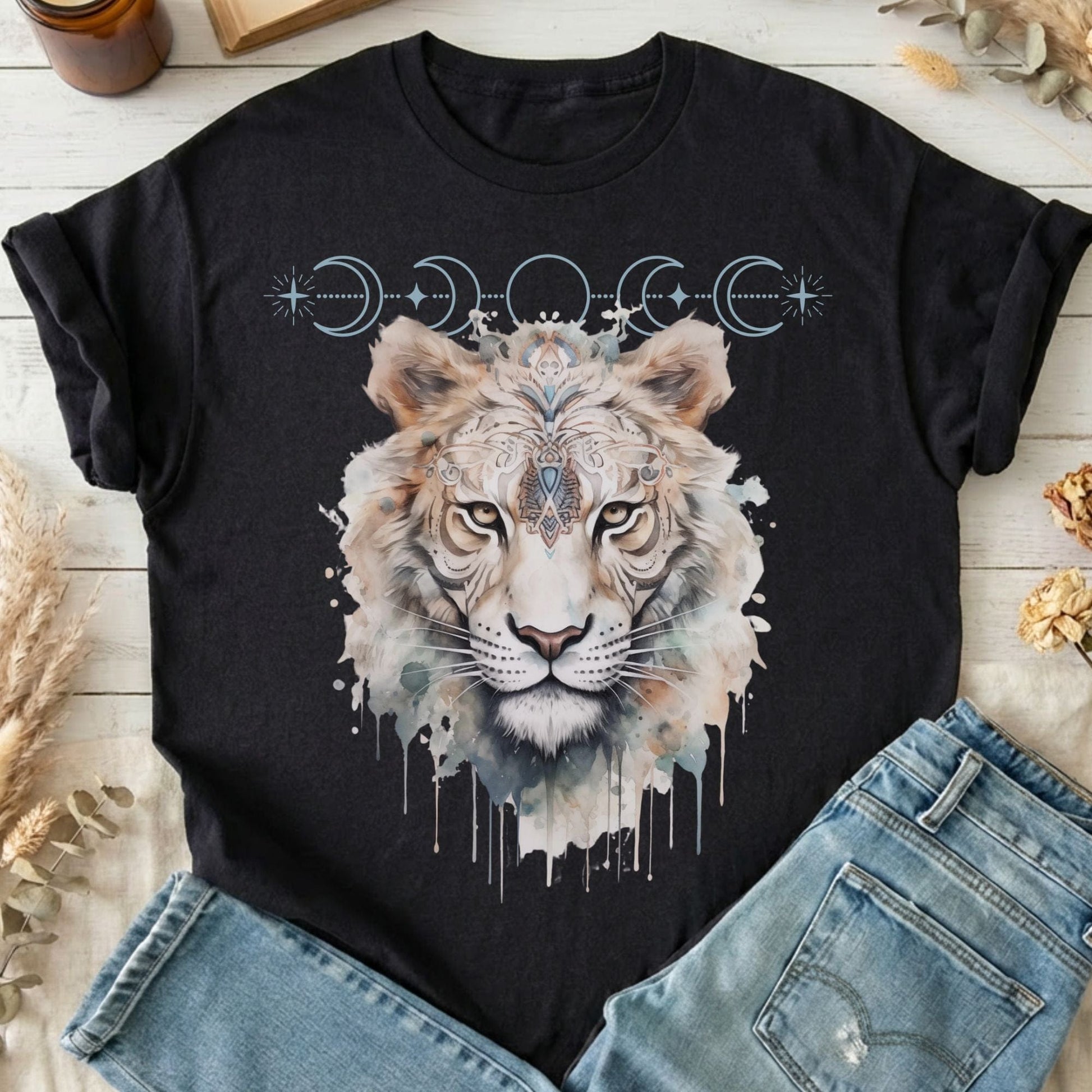 T-Shirts Black / S Mystical White Tiger T-Shirt The Mystic Eden