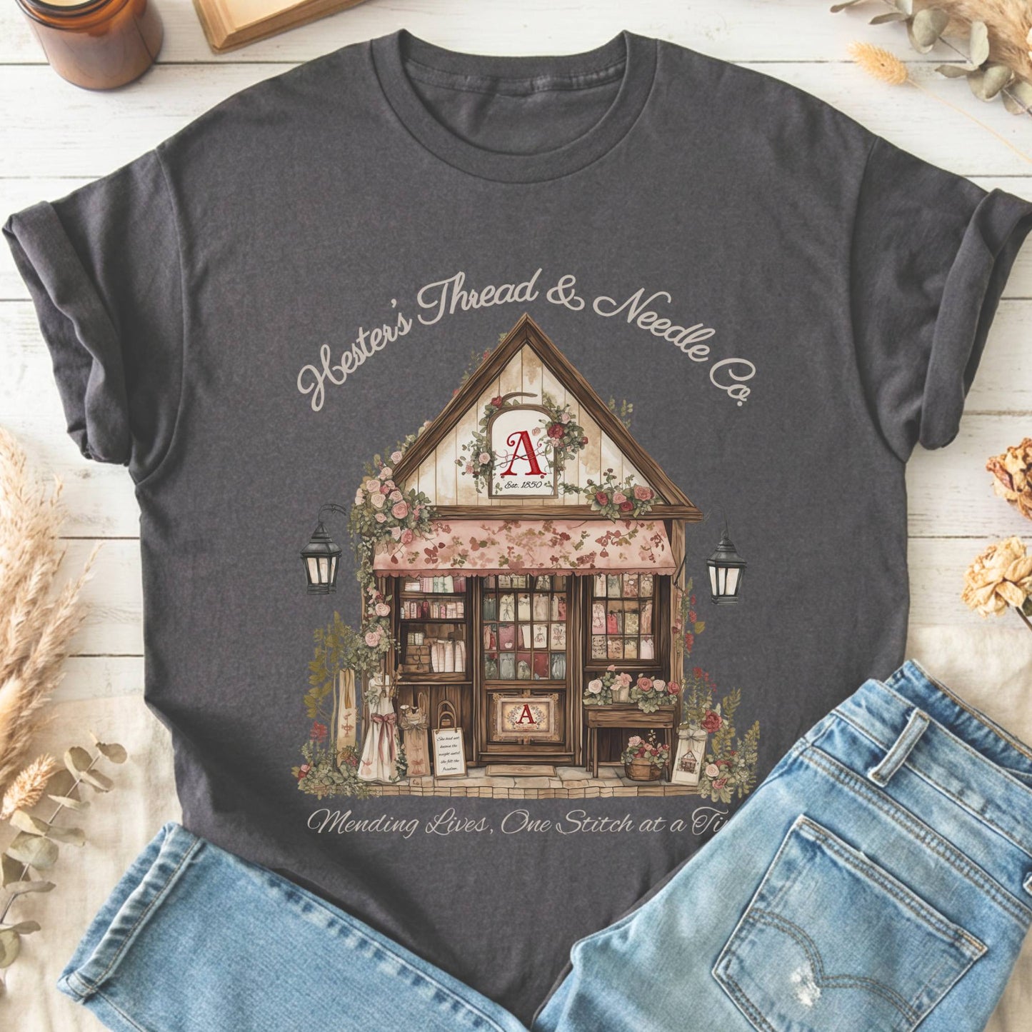 T-Shirts Charcoal / S Hester's Thread & Needle Co. Scarlet Letter T-Shirt The Mystic Eden