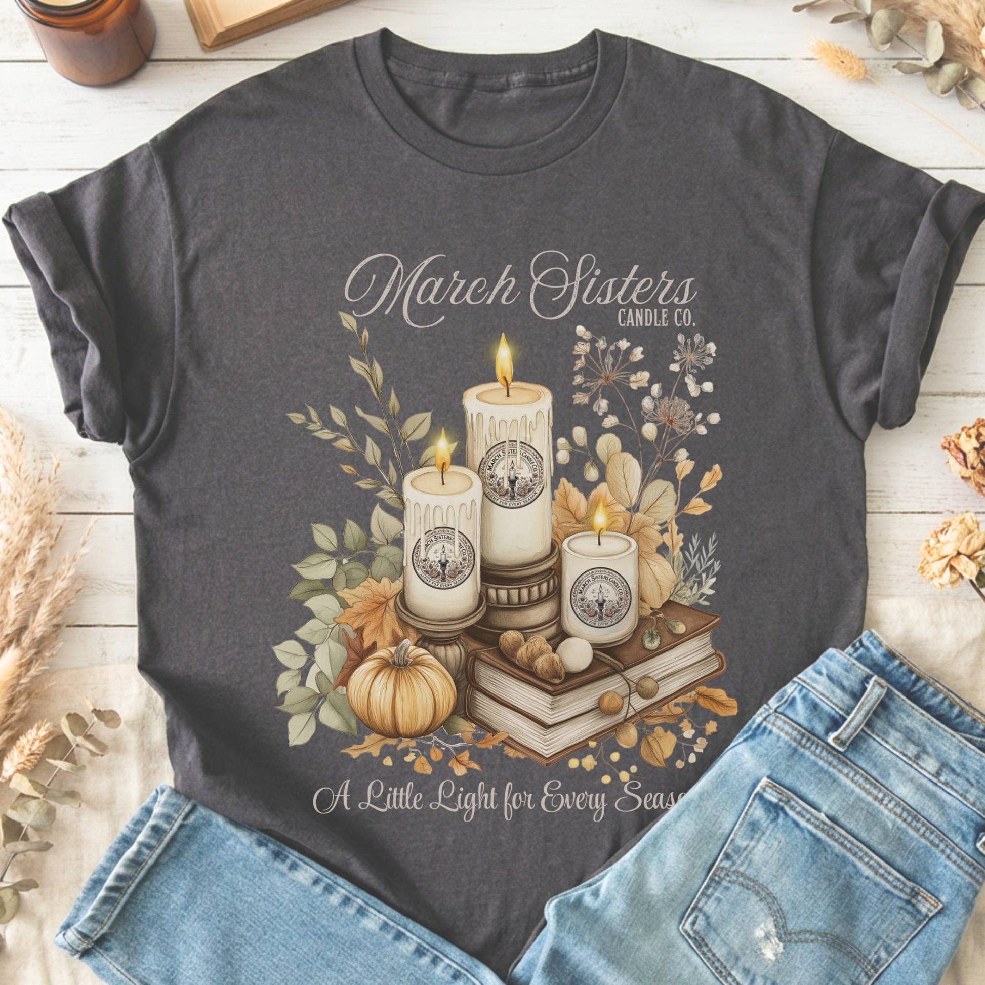 T-Shirts Charcoal / S March Sisters Candle Co Little Women T-Shirt The Mystic Eden