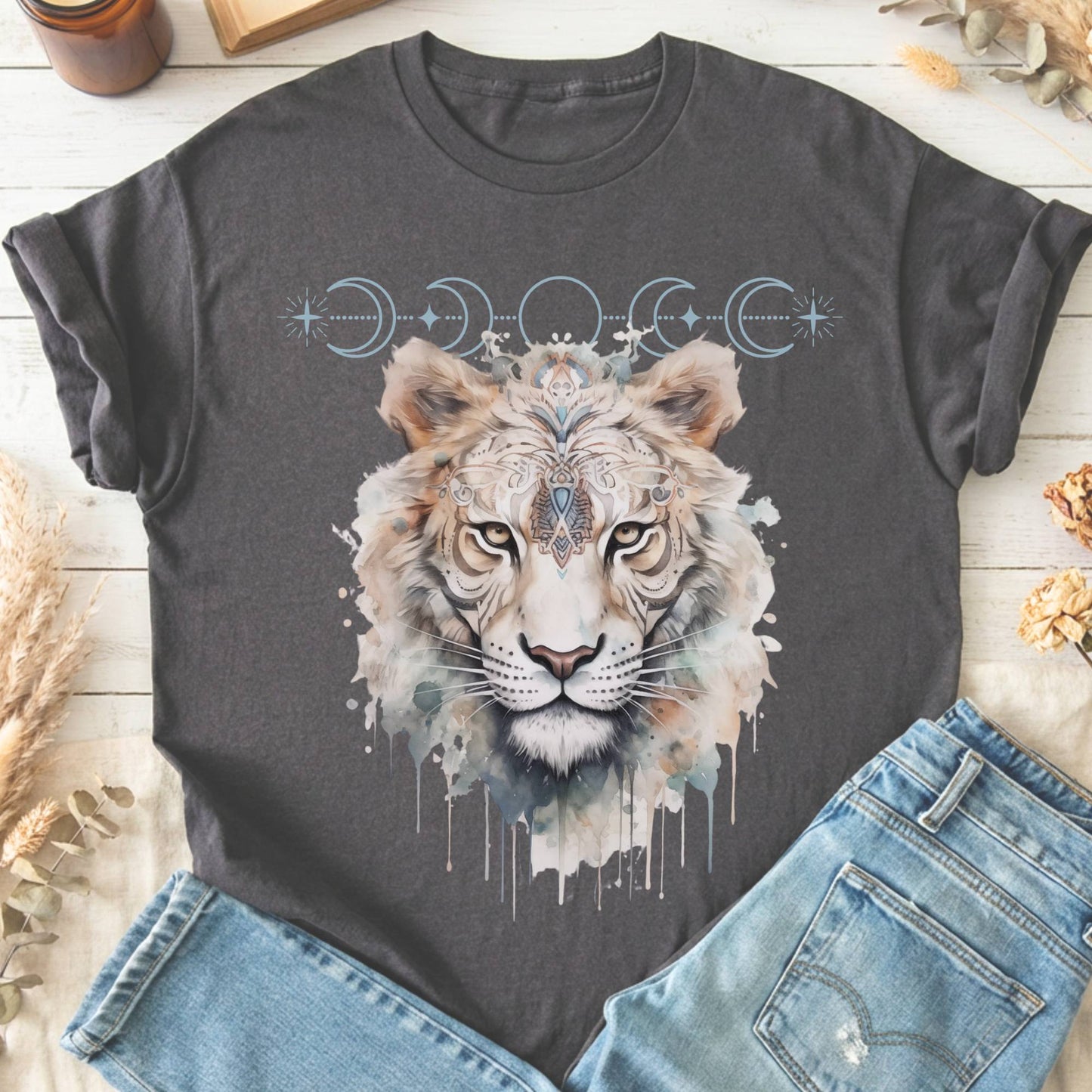 T-Shirts Charcoal / S Mystical White Tiger T-Shirt The Mystic Eden