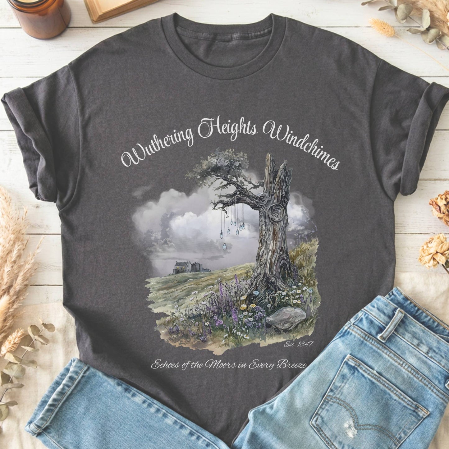 T-Shirts Charcoal / S Wuthering Heights Windchimes Brontë T-Shirt The Mystic Eden