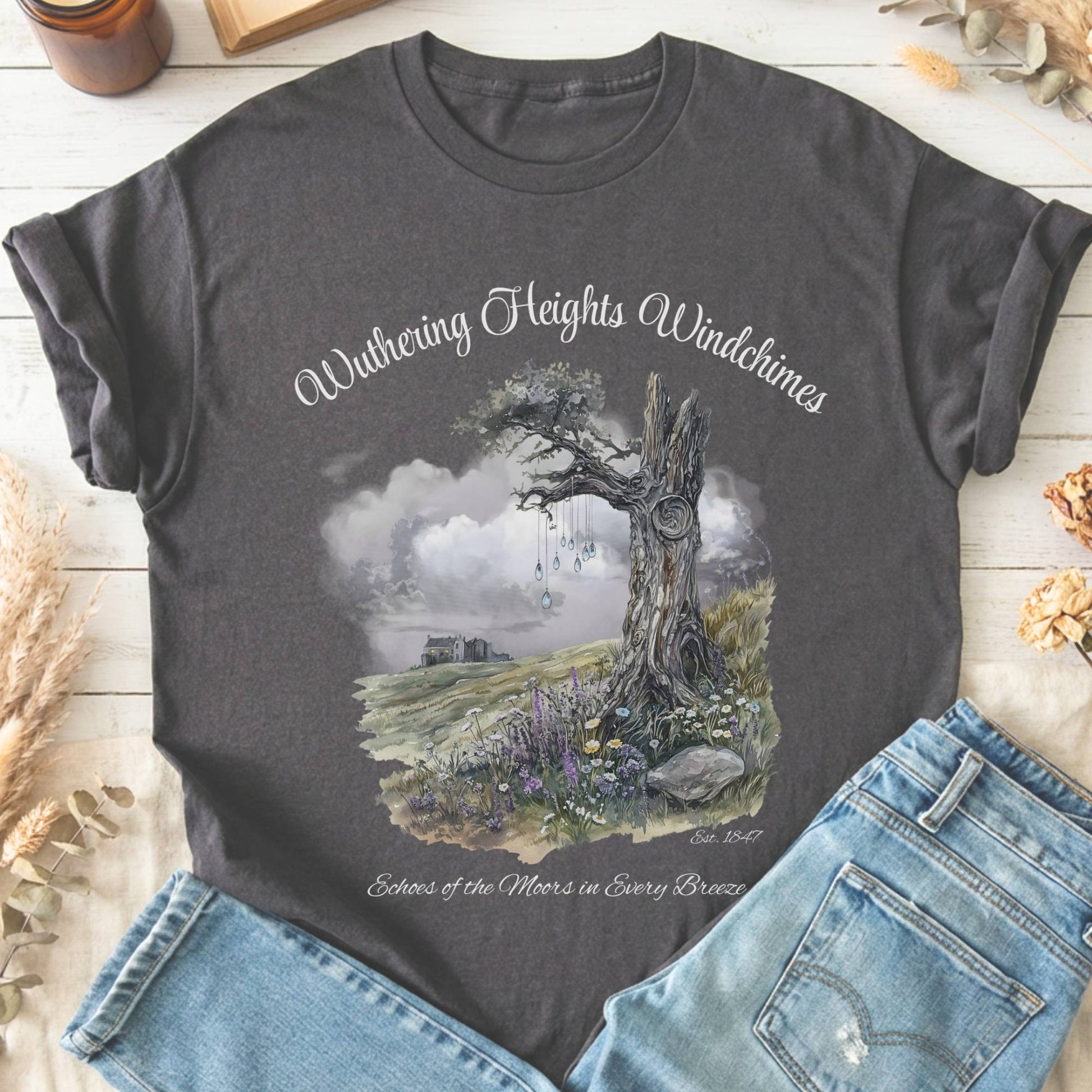 T-Shirts Charcoal / S Wuthering Heights Windchimes Brontë T-Shirt The Mystic Eden