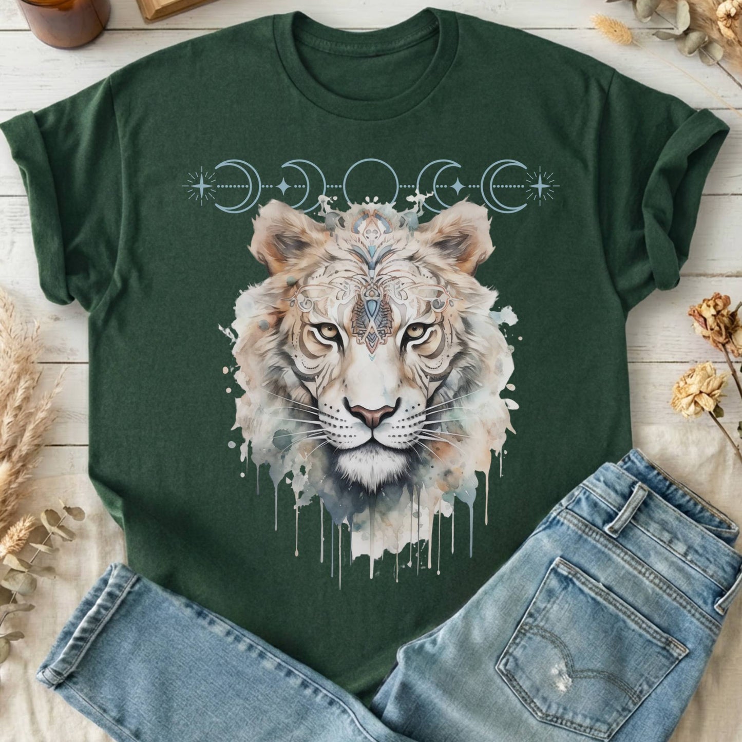 T-Shirts Forest Green / S Mystical White Tiger T-Shirt The Mystic Eden