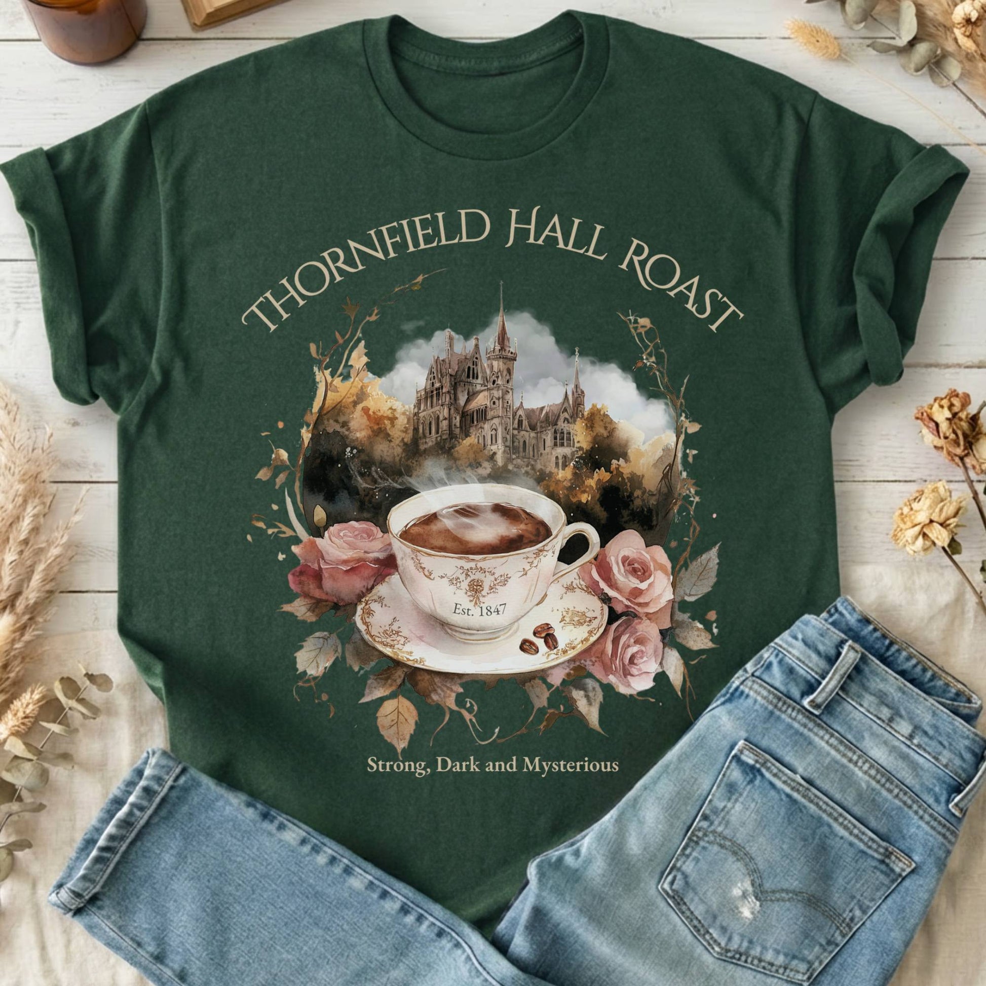 T-Shirts Forest Green / S Thornfield Hall Roast Jane Eyre T-Shirt The Mystic Eden