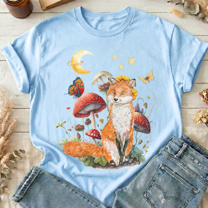 T-Shirts Light Blue / S Cottagecore Fox T-Shirt The Mystic Eden