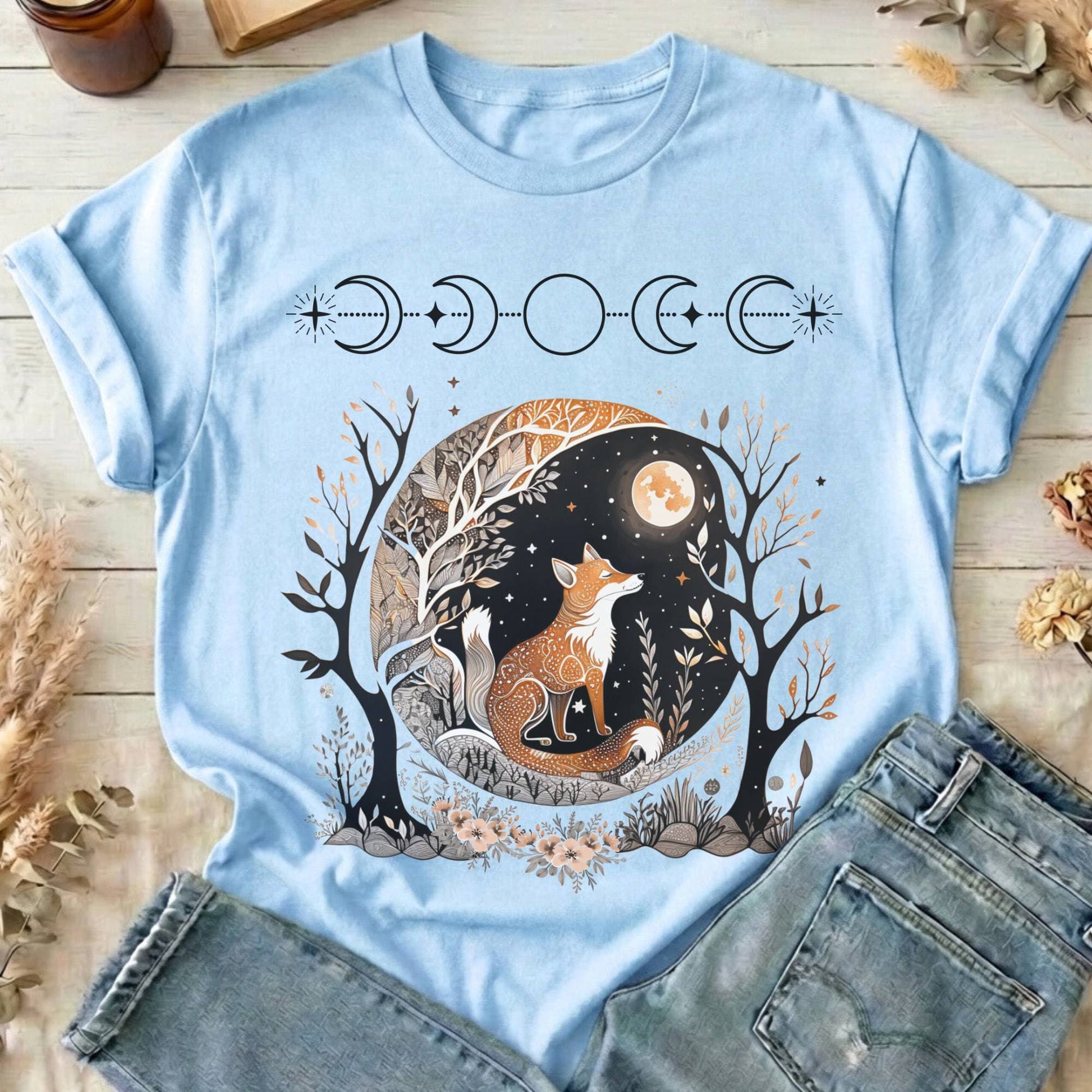 T-Shirts Light Blue / S Fox Whimsigoth T-Shirt The Mystic Eden