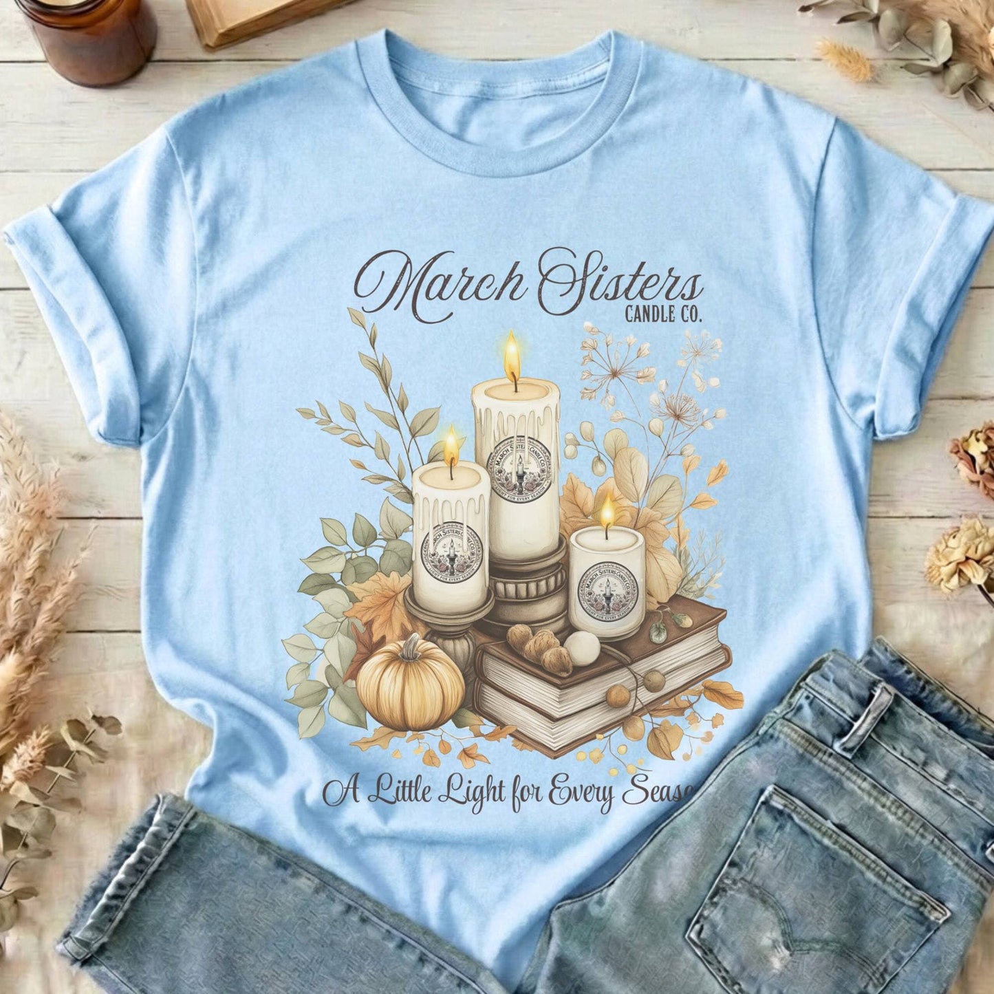 T-Shirts Light Blue / S March Sisters Candle Co Little Women T-Shirt The Mystic Eden