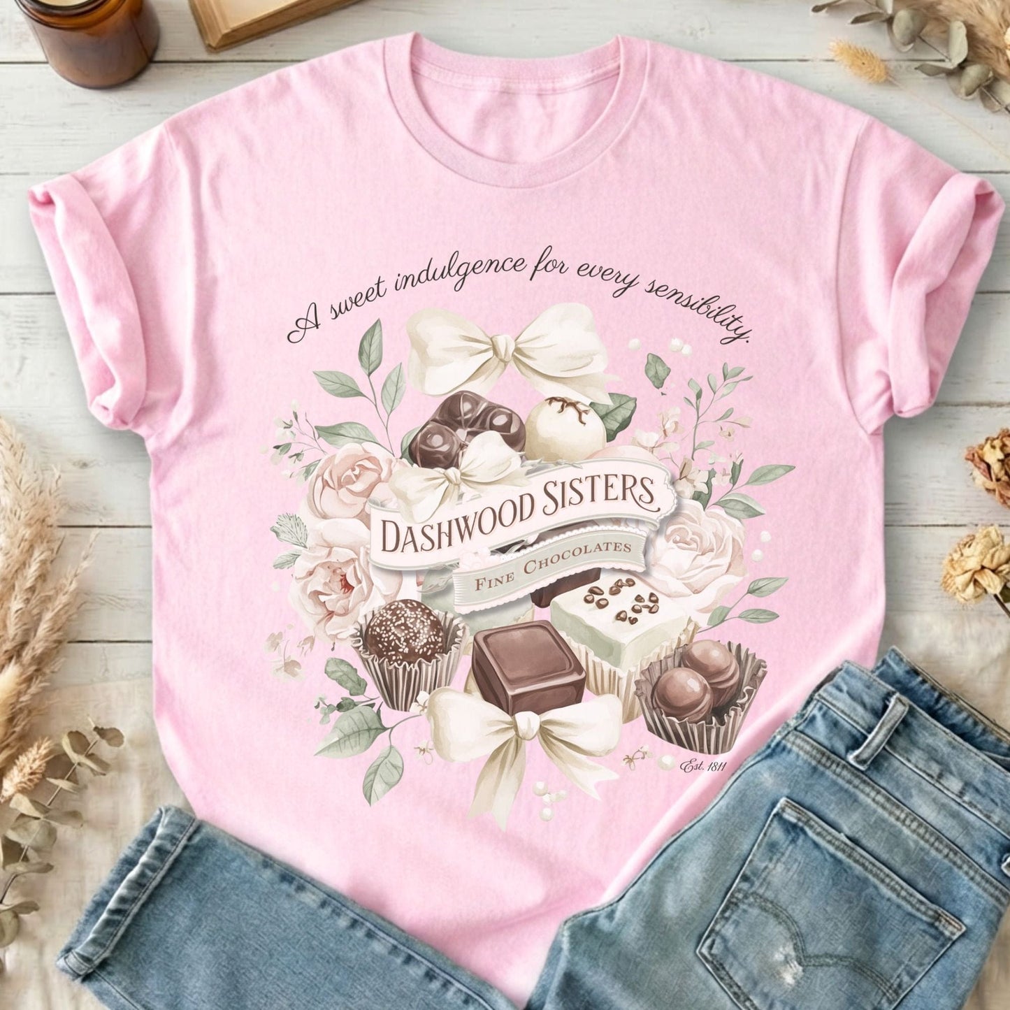 T-Shirts Light Pink / S Dashwood Sisters Fine Chocolates Sense & Sensibility T-Shirt The Mystic Eden