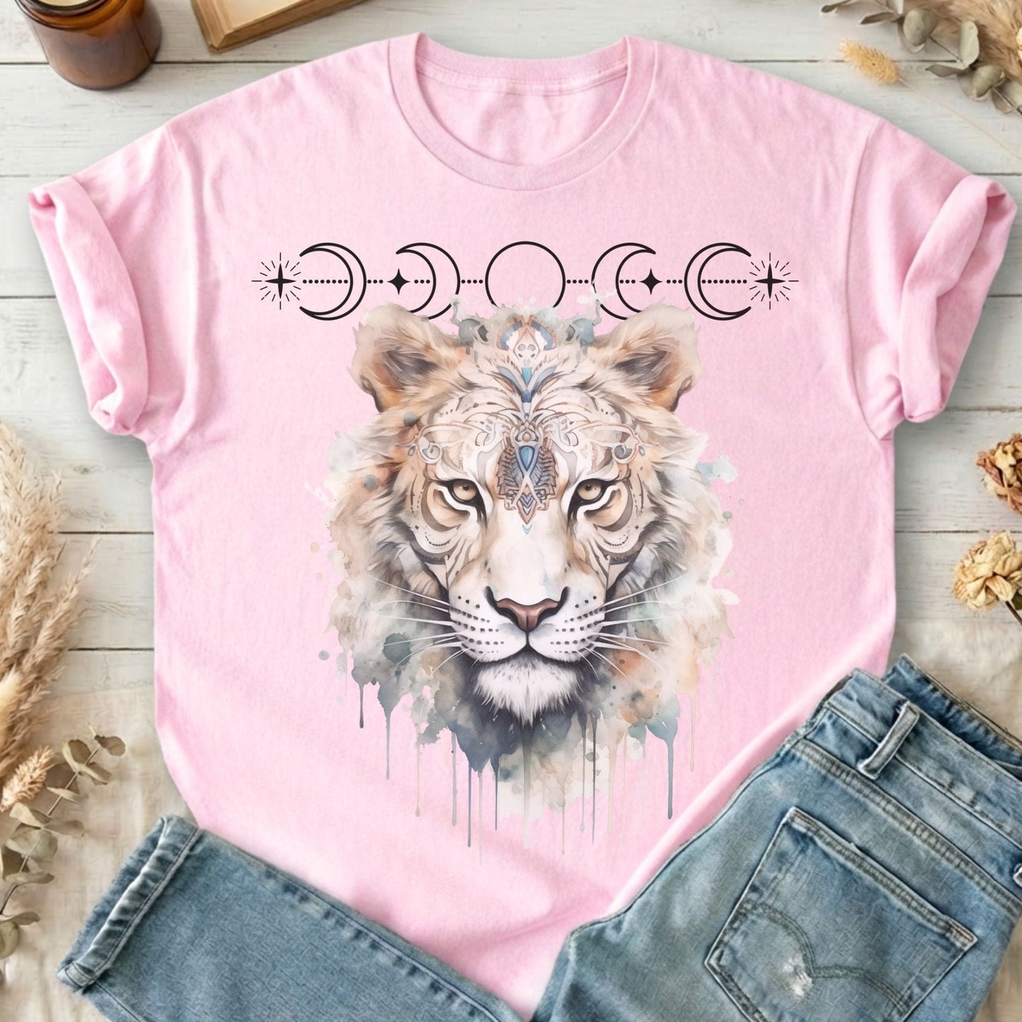 T-Shirts Light Pink / S Mystical White Tiger T-Shirt The Mystic Eden