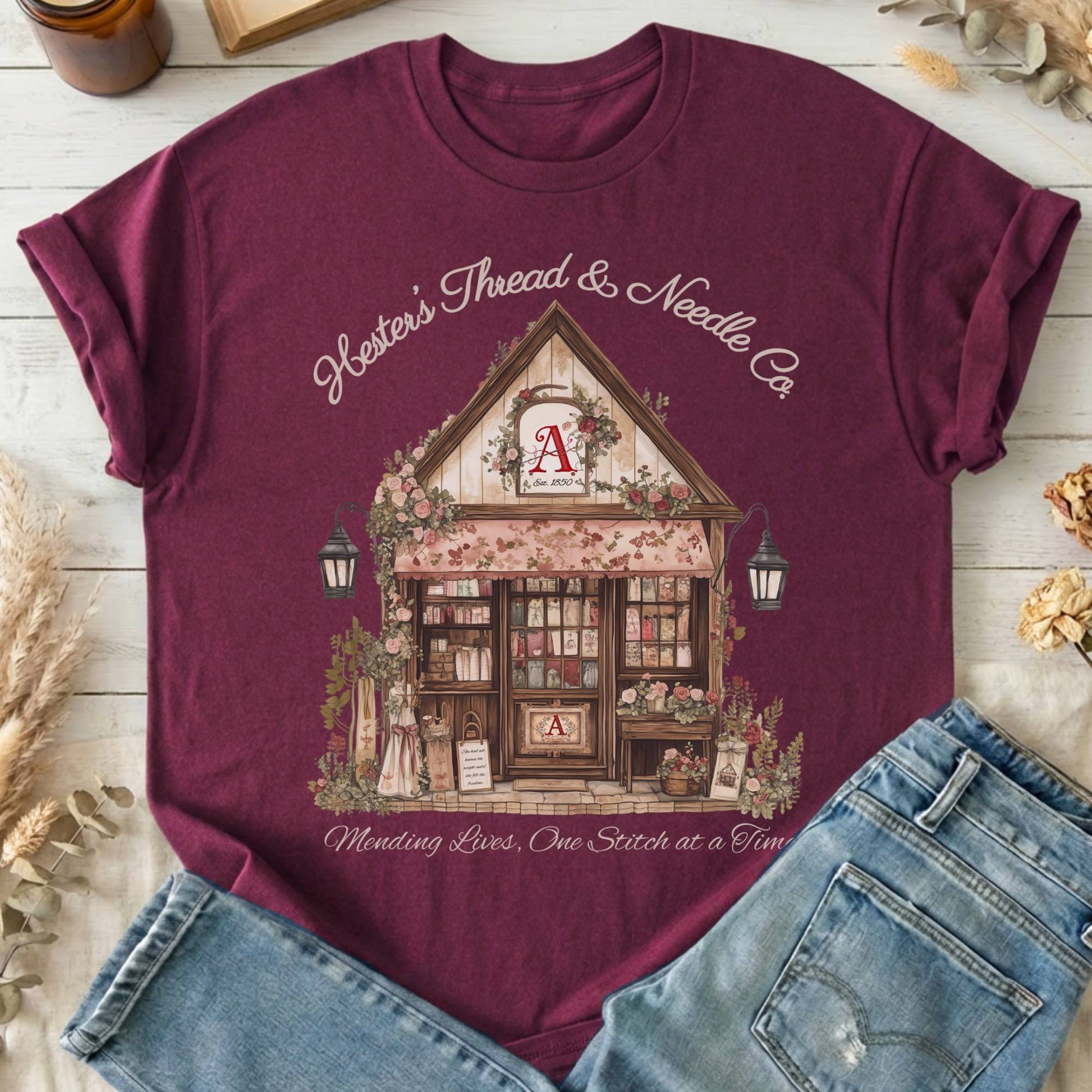 T-Shirts Maroon / S Hester's Thread & Needle Co. Scarlet Letter T-Shirt The Mystic Eden