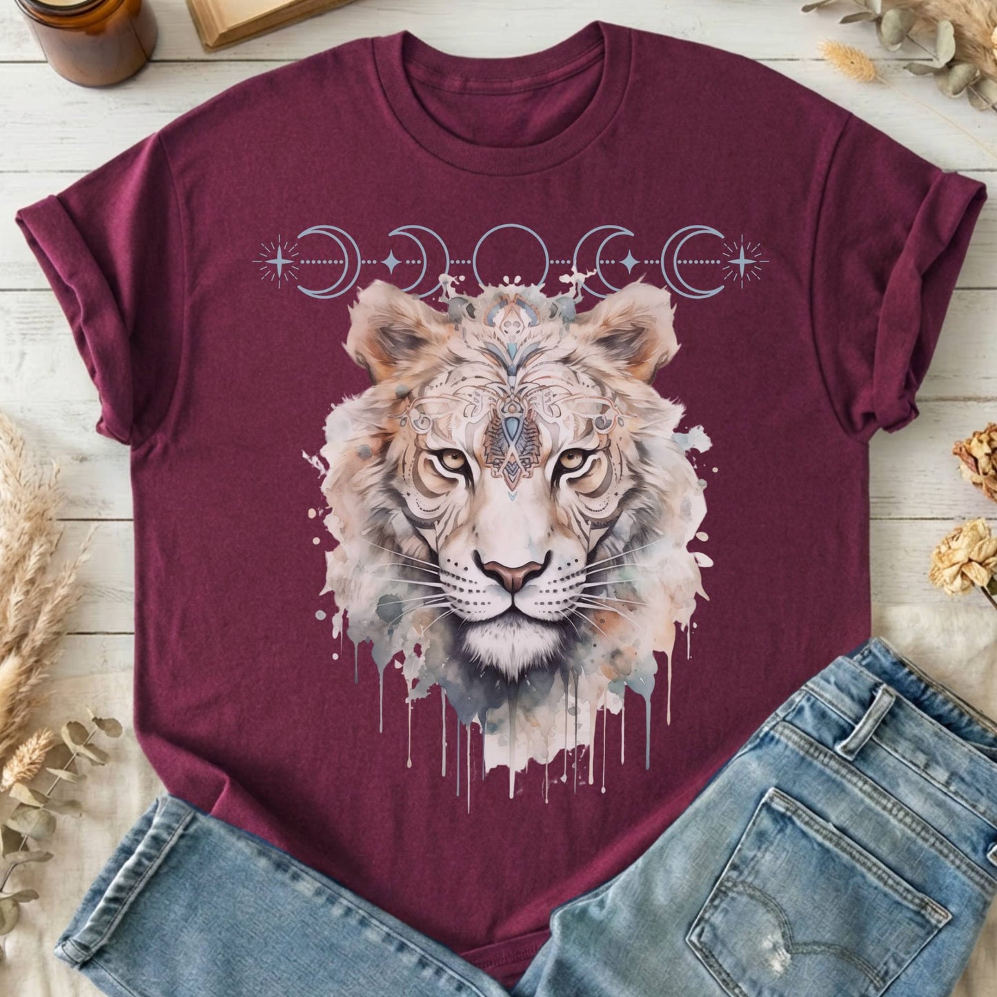 T-Shirts Maroon / S Mystical White Tiger T-Shirt The Mystic Eden