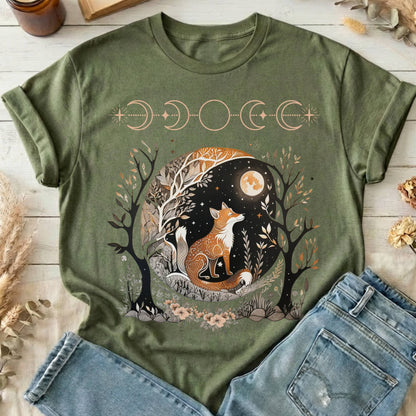 T-Shirts Military Green / S Fox Whimsigoth T-Shirt The Mystic Eden