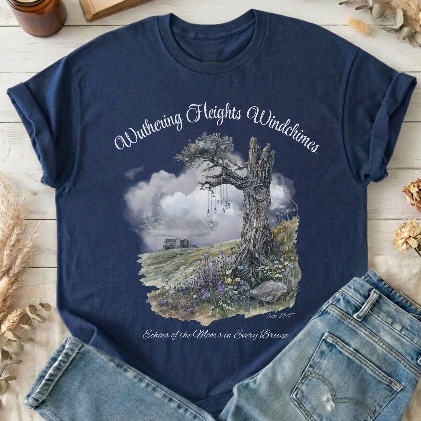T-Shirts Navy / S Wuthering Heights Windchimes Brontë T-Shirt The Mystic Eden