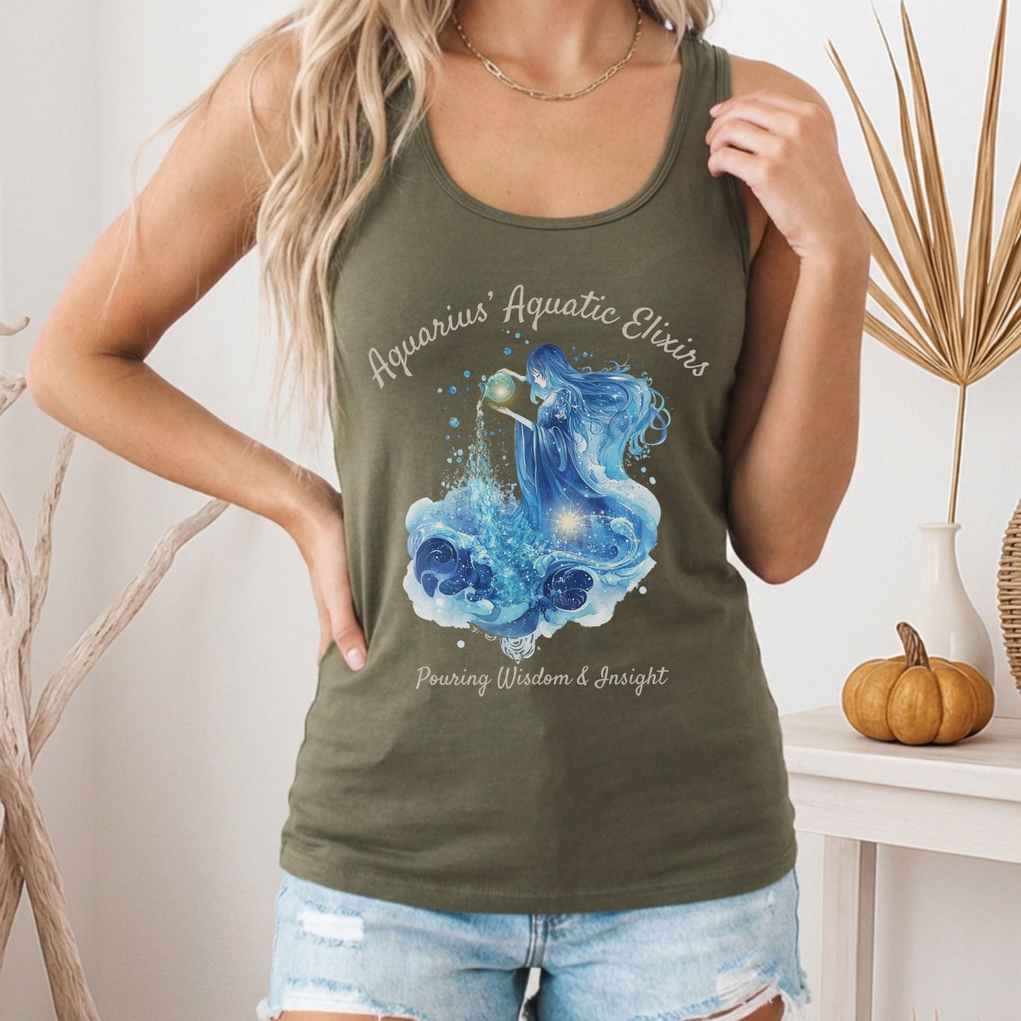 Tank Top Aquarius' Aquatic Elixirs Zodiac Women's Racerback Tank Top The Mystic Eden